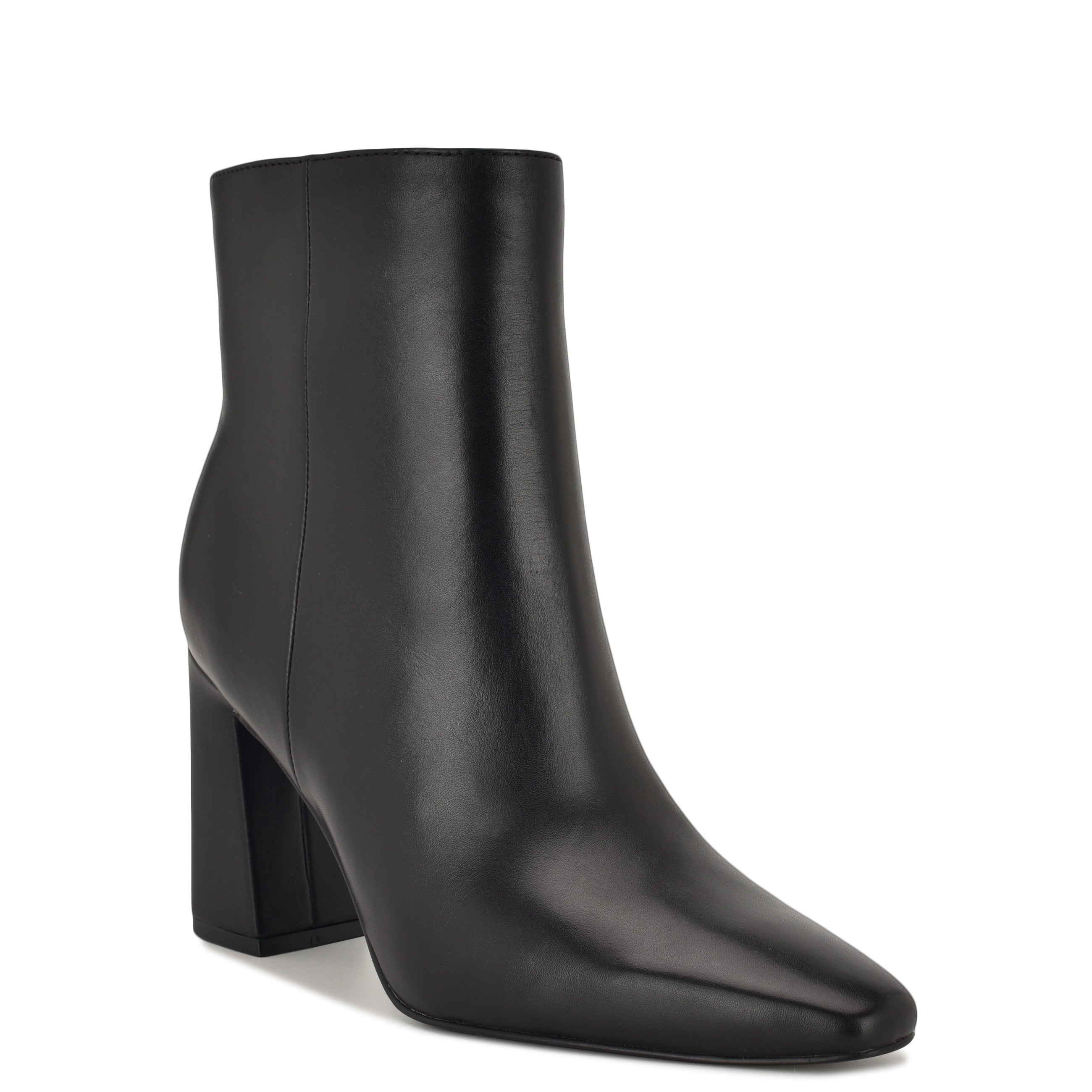 Reraye Block Heel Ankle Leather Booties