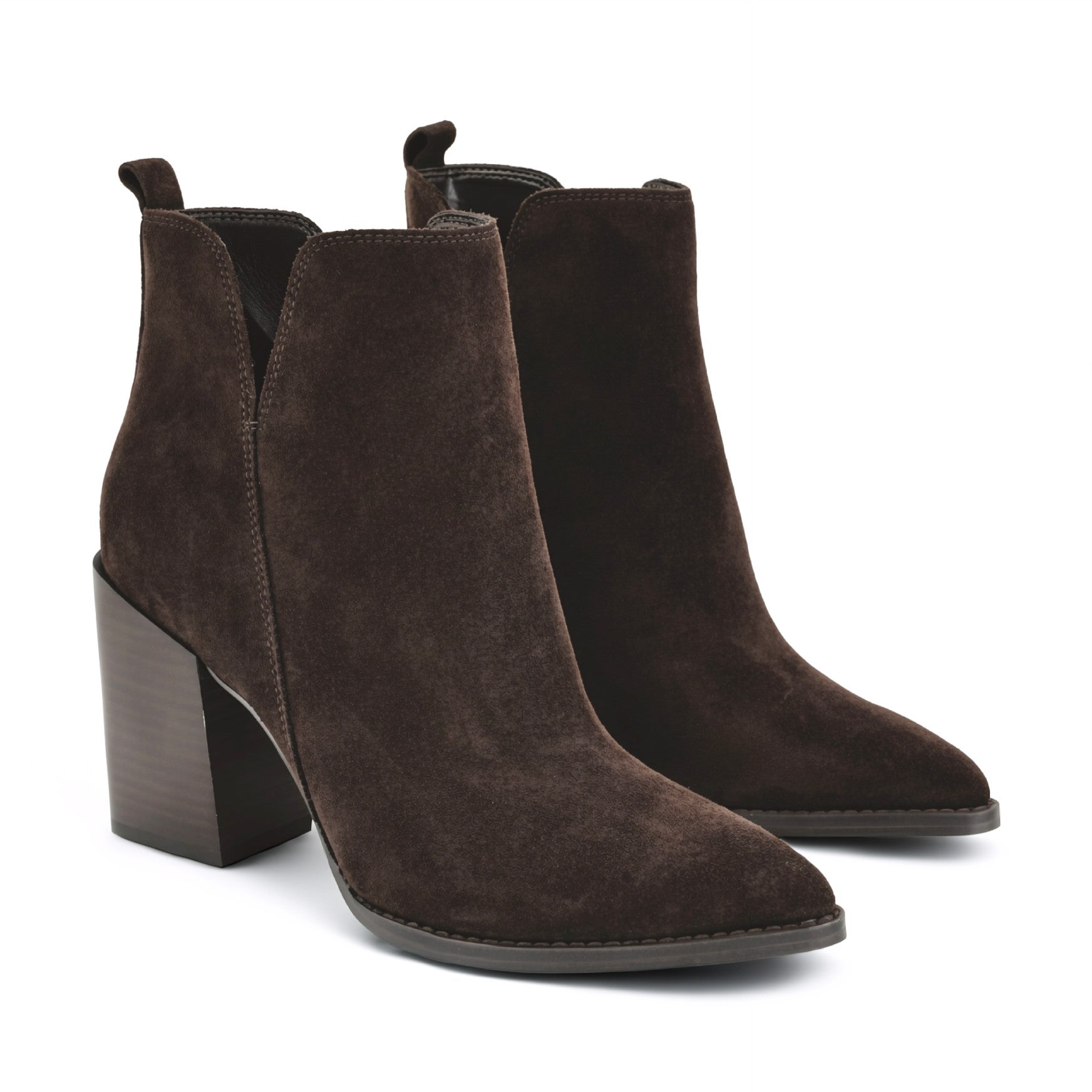 Birds Block Heel Leather Booties