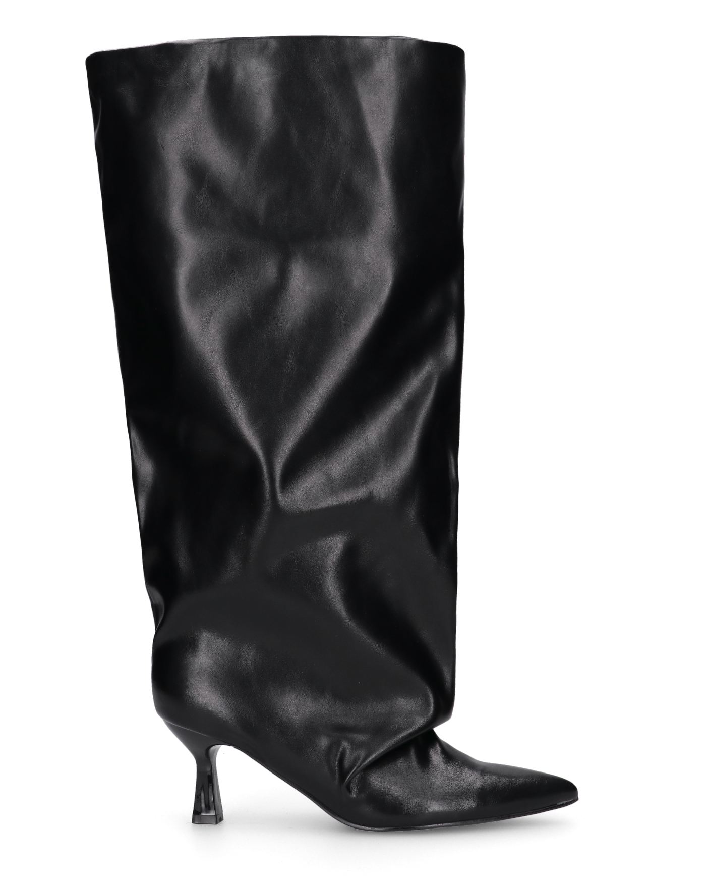 AXEL - black knee-high boot with wide shaft and gathered effect on the toe