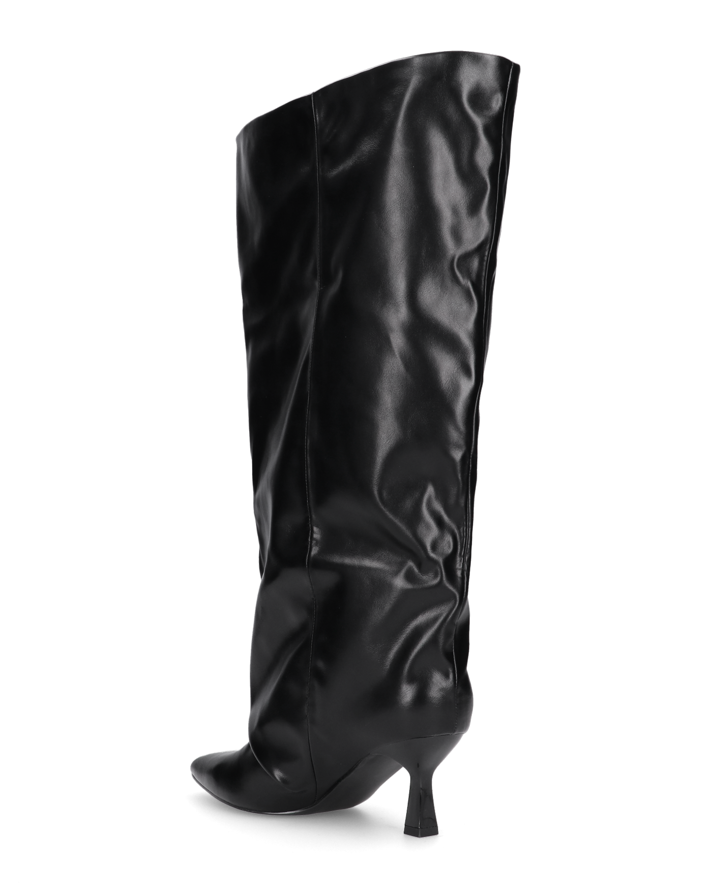 AXEL - black knee-high boot with wide shaft and gathered effect on the toe
