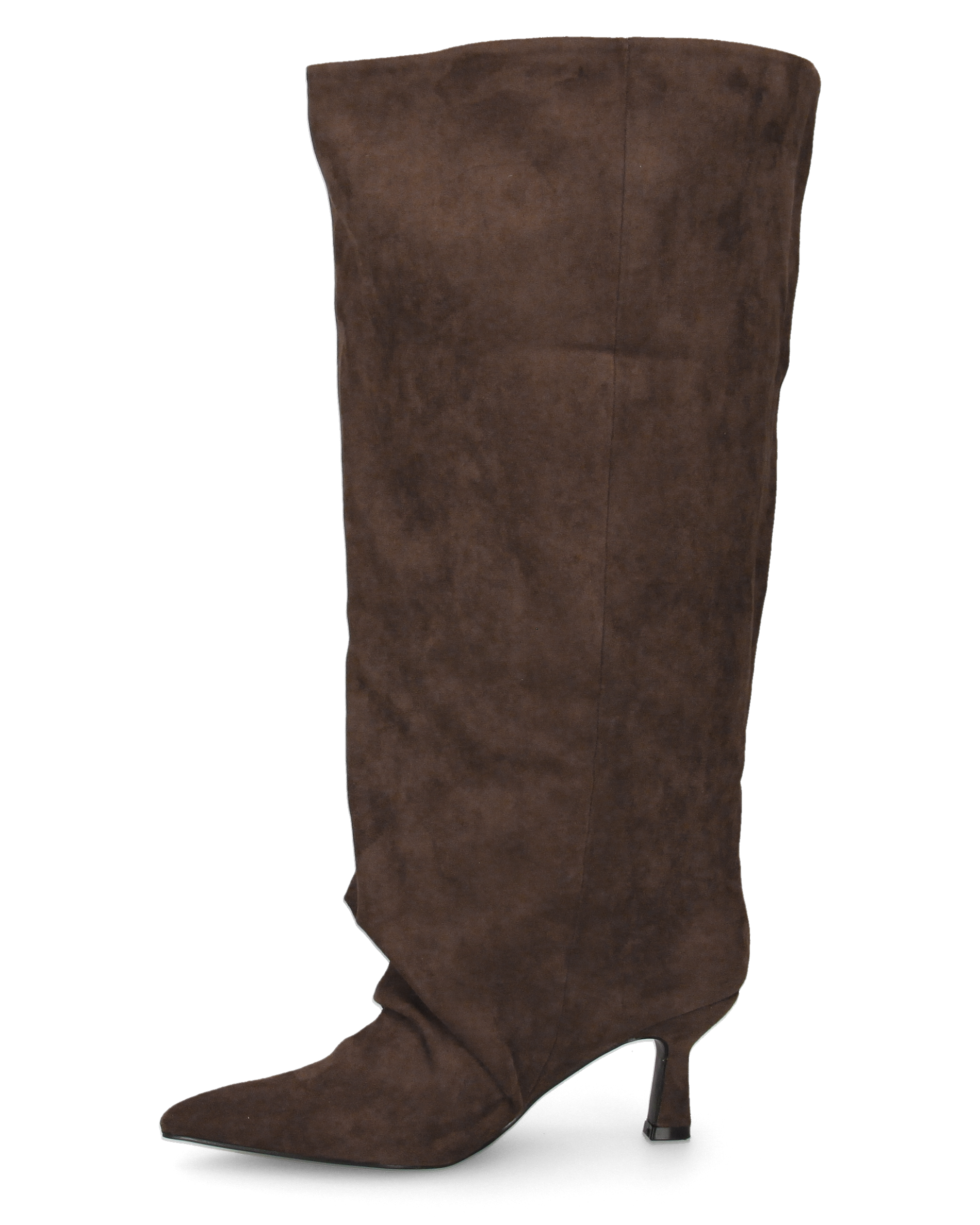 AXEL - brown knee-high boot with wide shaft and ruched toe effect