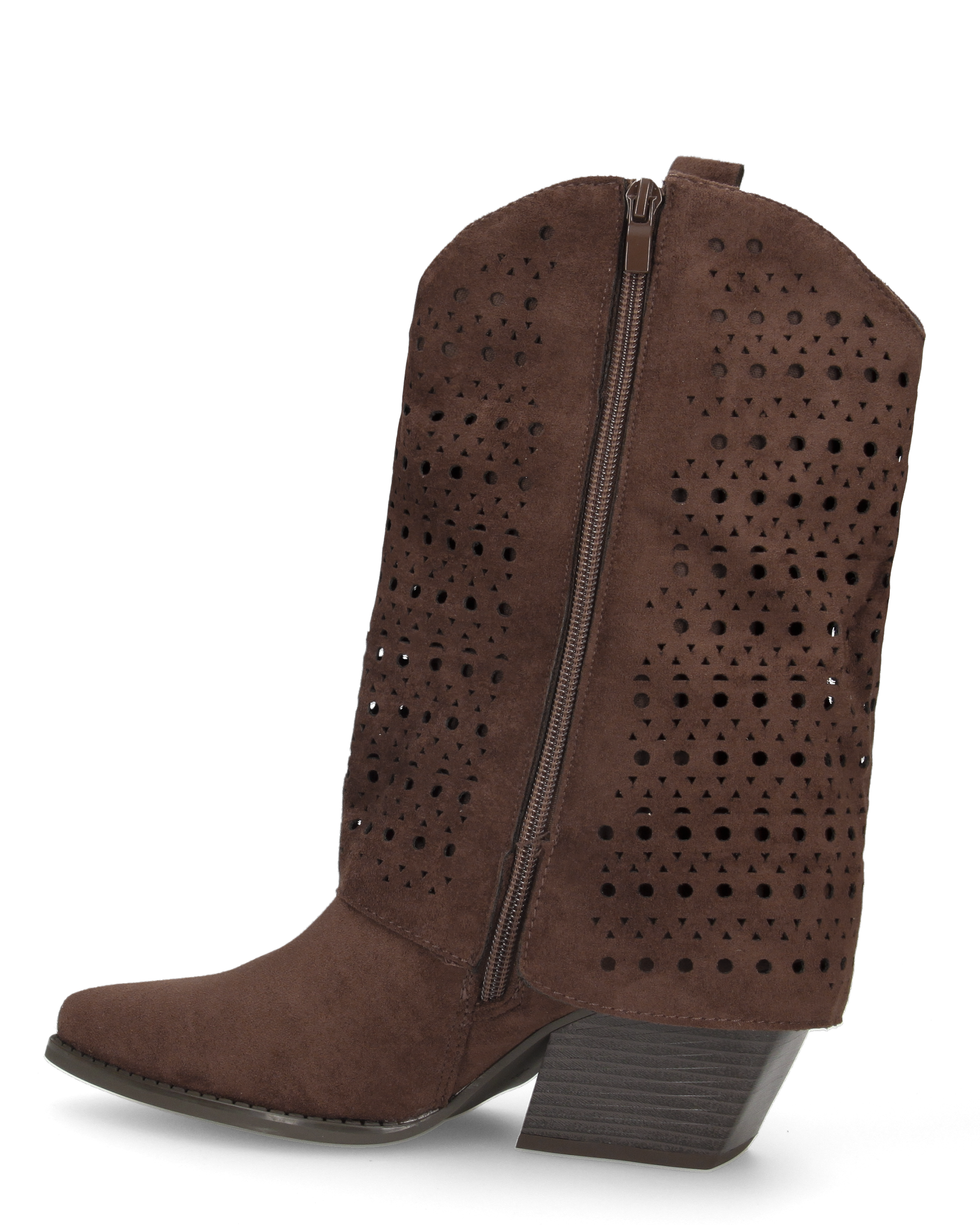 BLAIR - brown mid-calf Western boots with side fringe