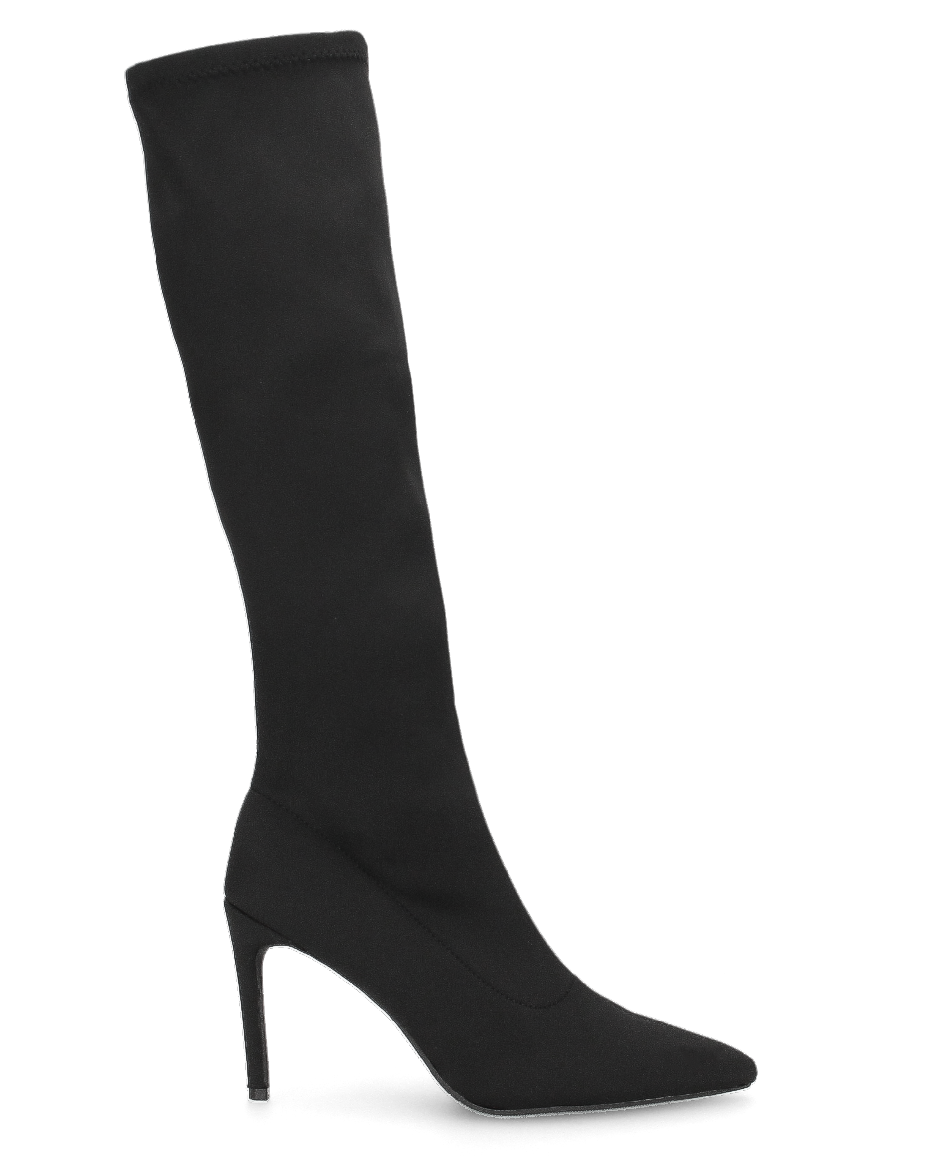 CLAIRE - black lycra thigh-high boots with stiletto heel