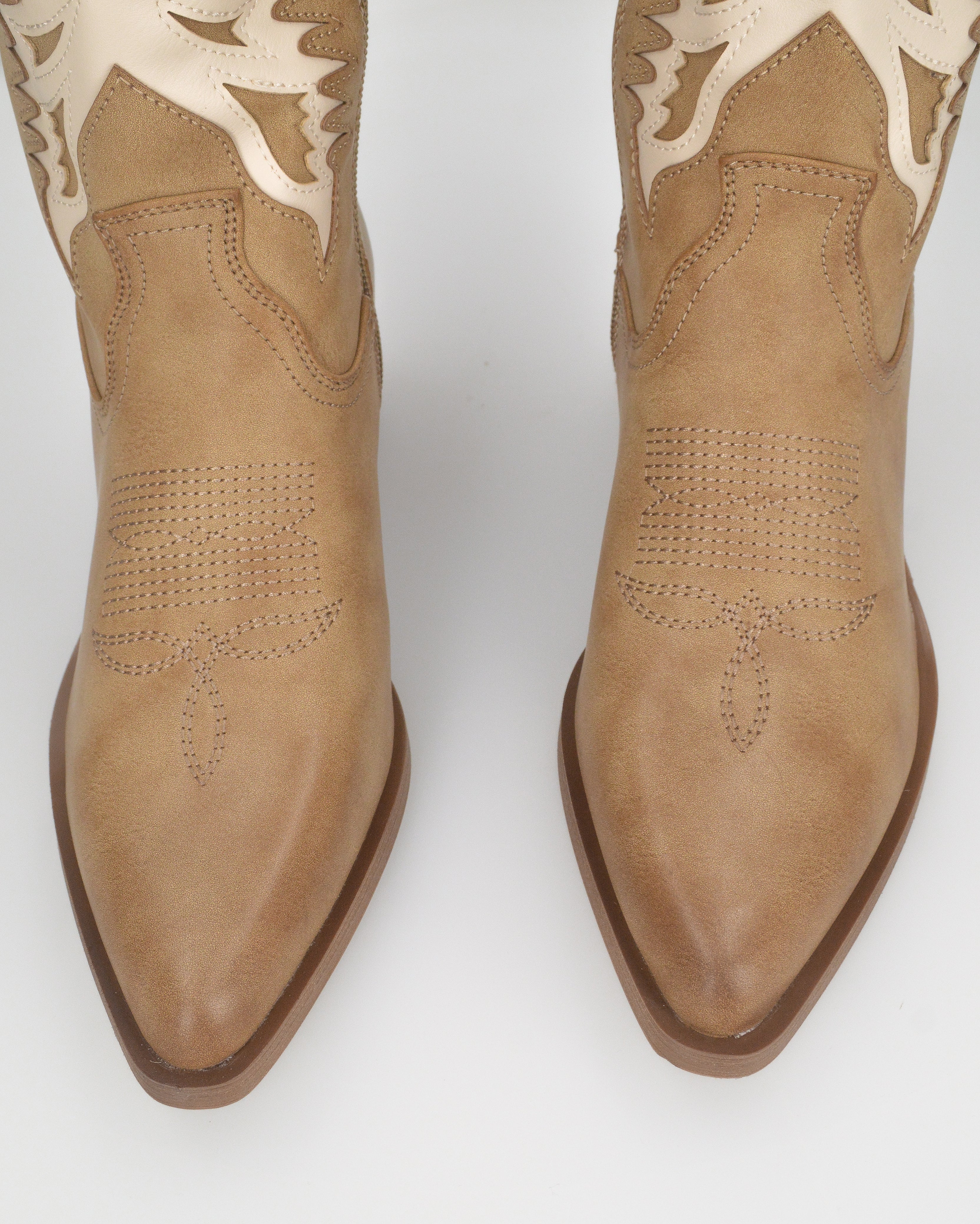 IRENE - beige Western boots with light beige designs