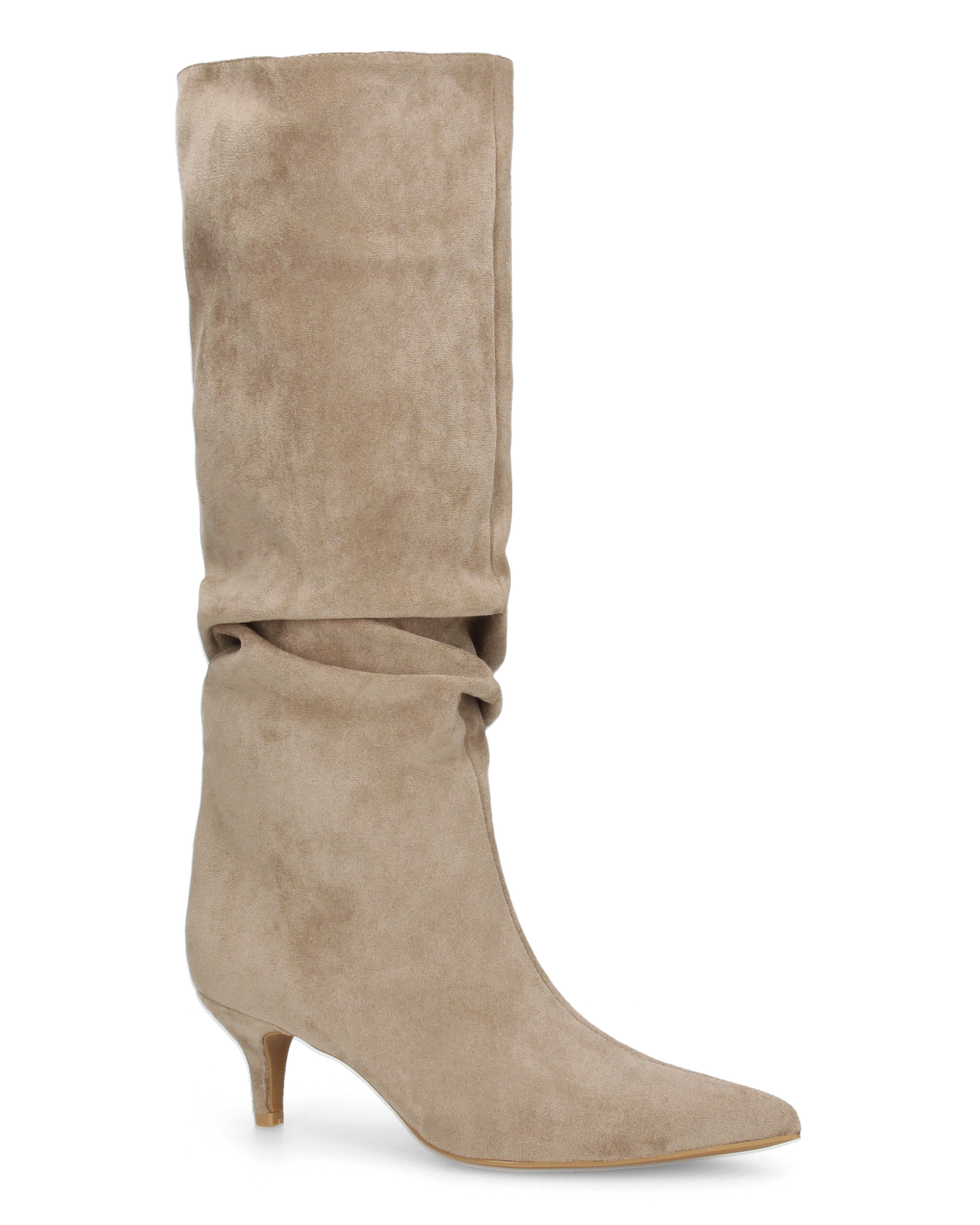 DAPHNE - beige knee-high boots with a slouchy shaft