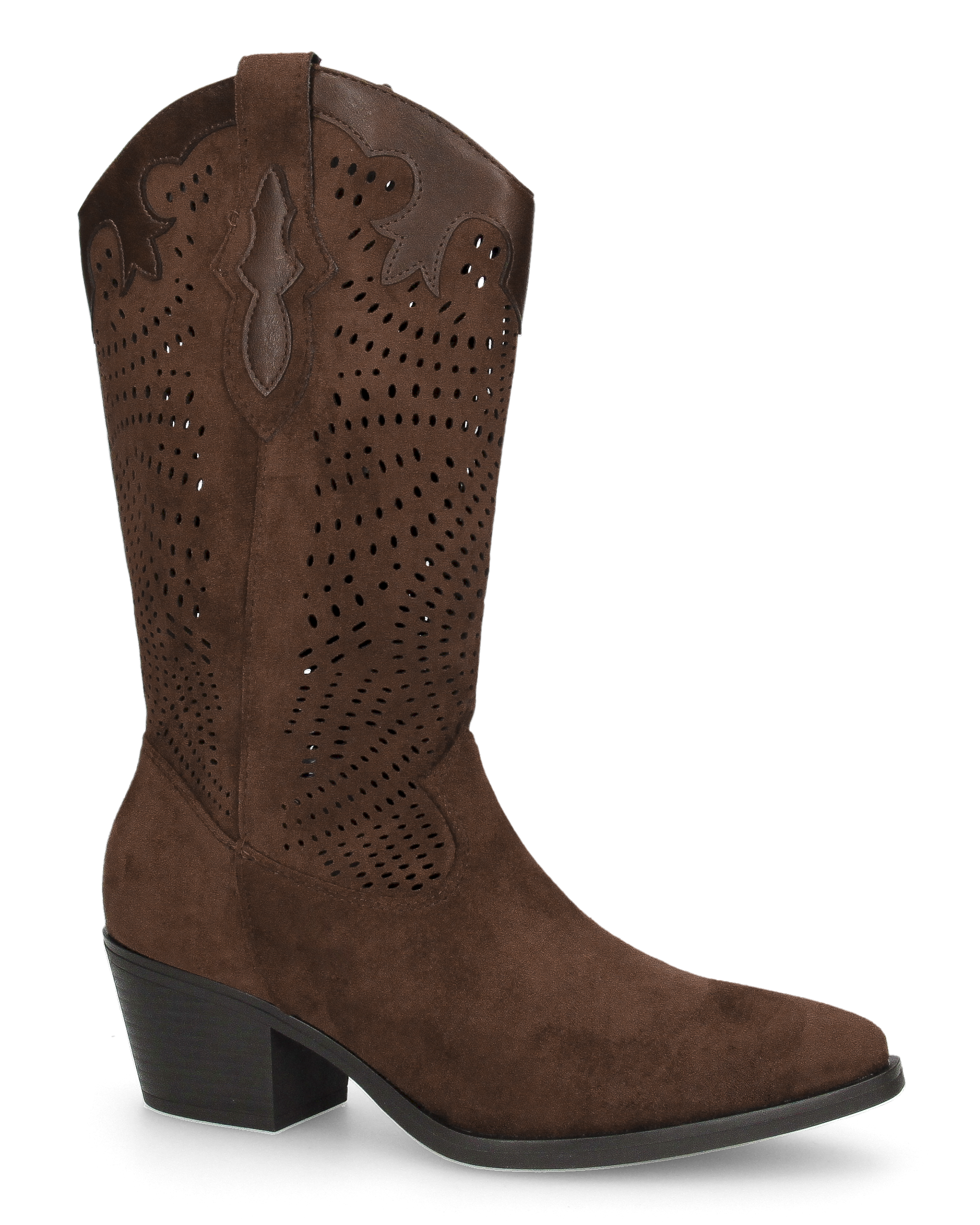 DEBBIE - brown Western boots with a perforated shaft