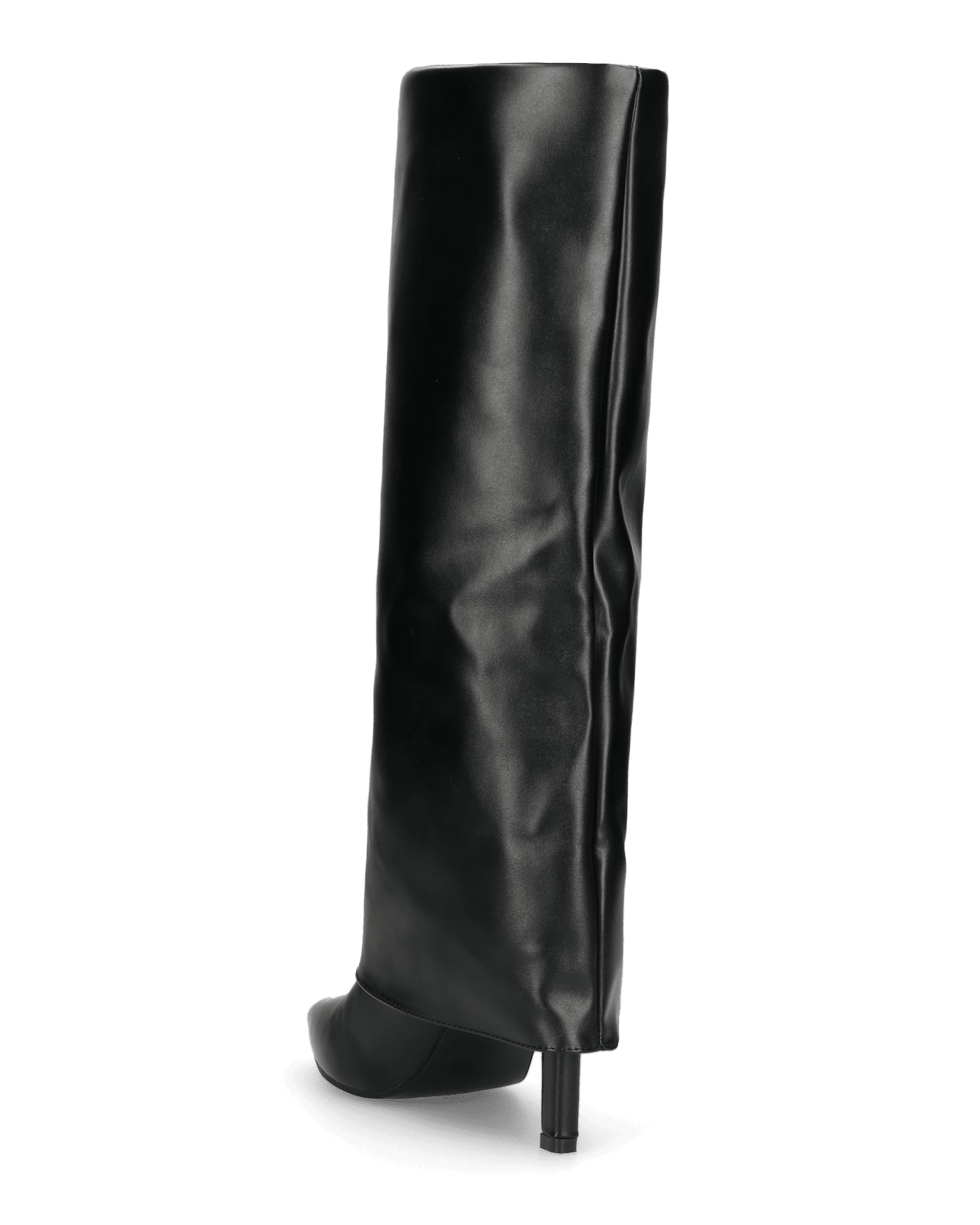 ELGA - black faux leather heeled boots with turn-down cuff