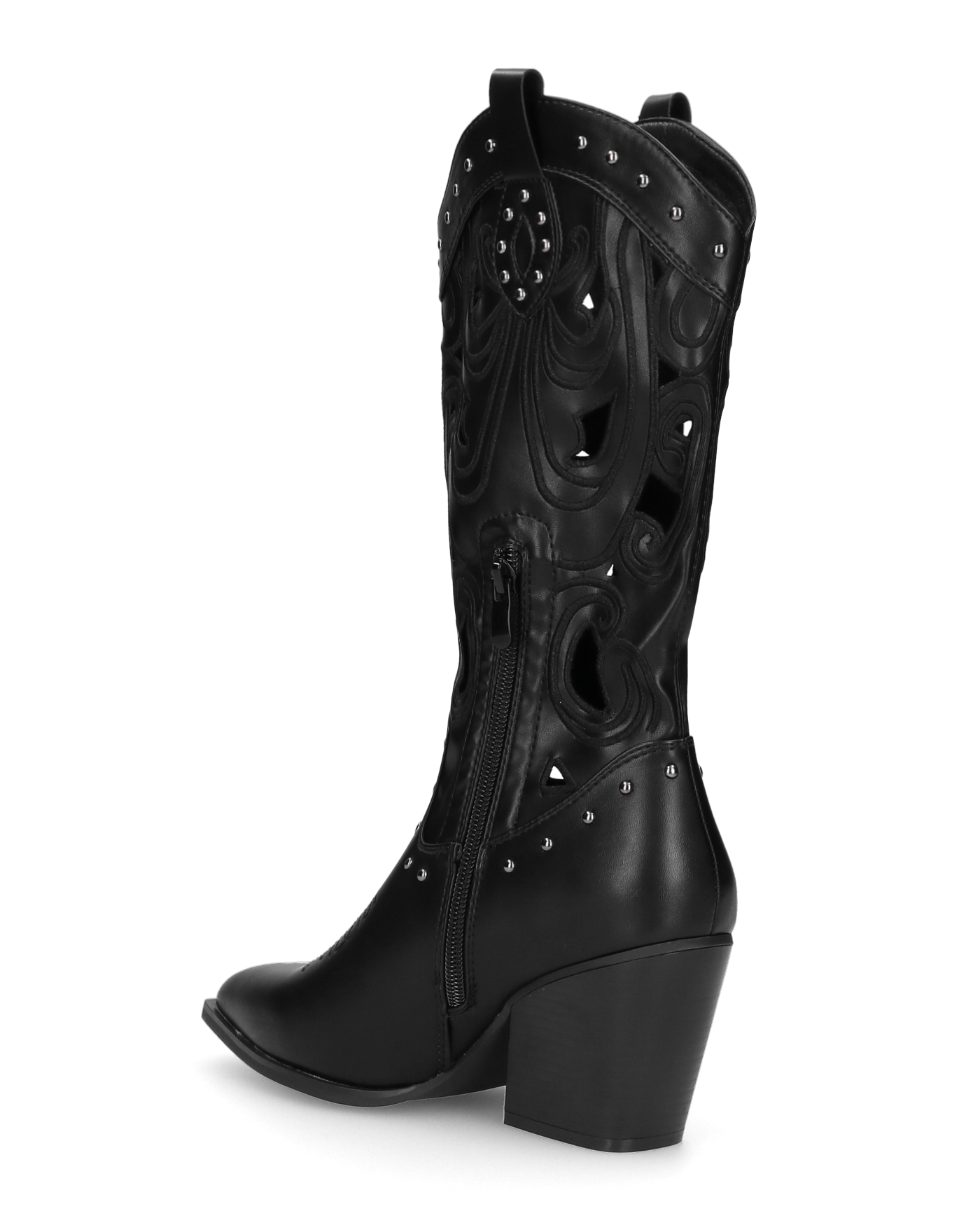 FLORY - black Western boots with embroidery, cutouts and studs