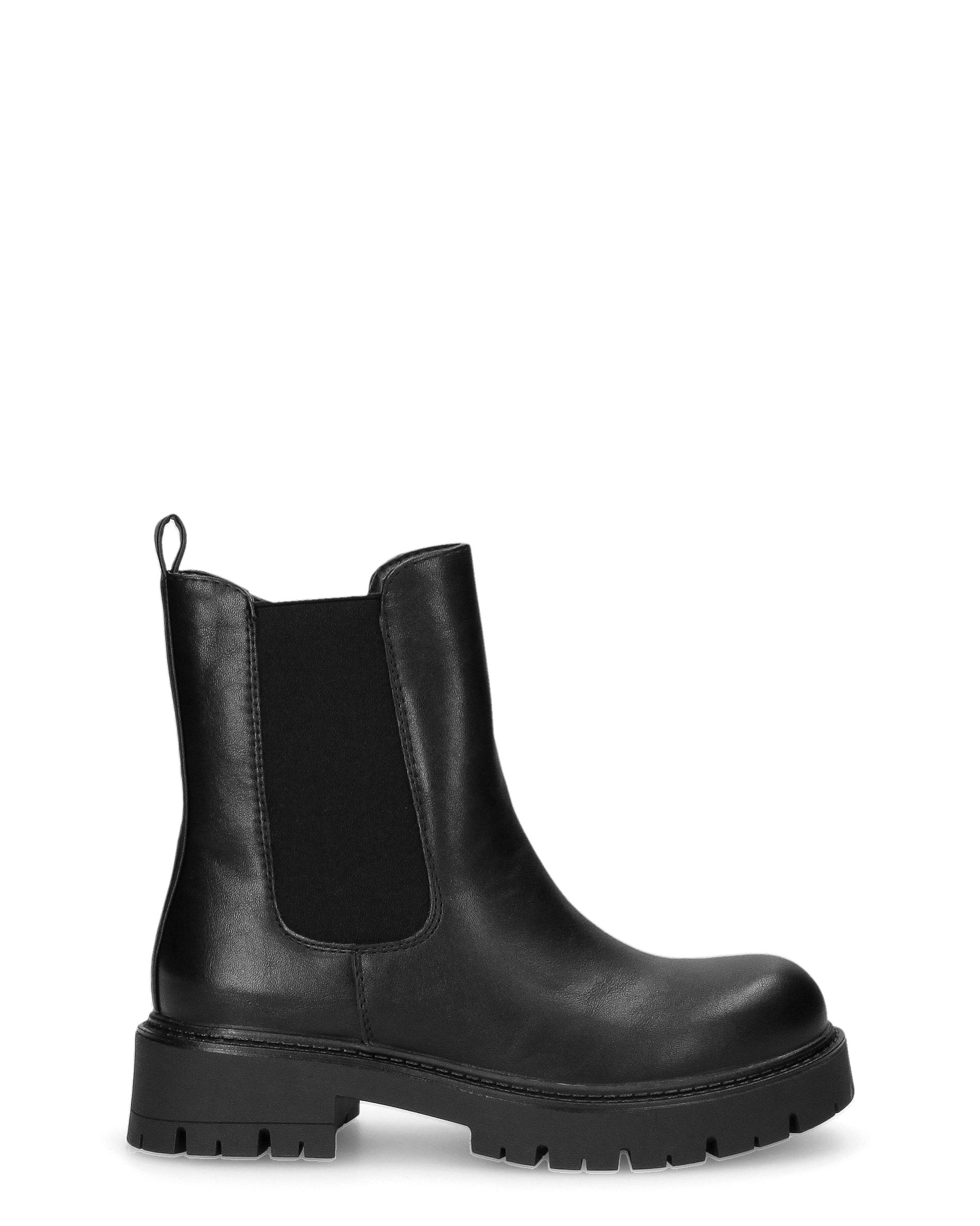 HEMMY - 2-in-1 black faux leather boots with lug sole