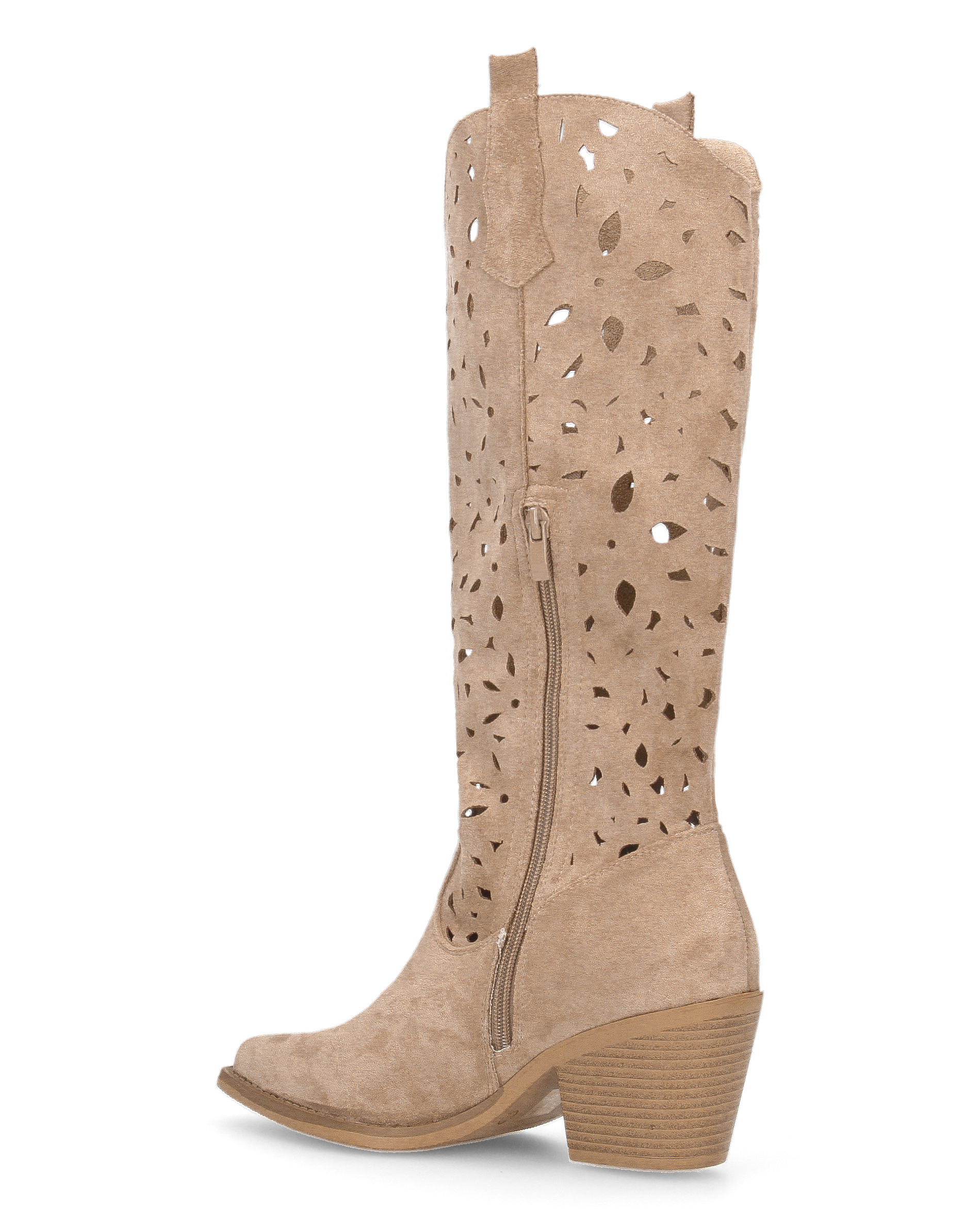 JADY - beige Western boots with perforated shaft