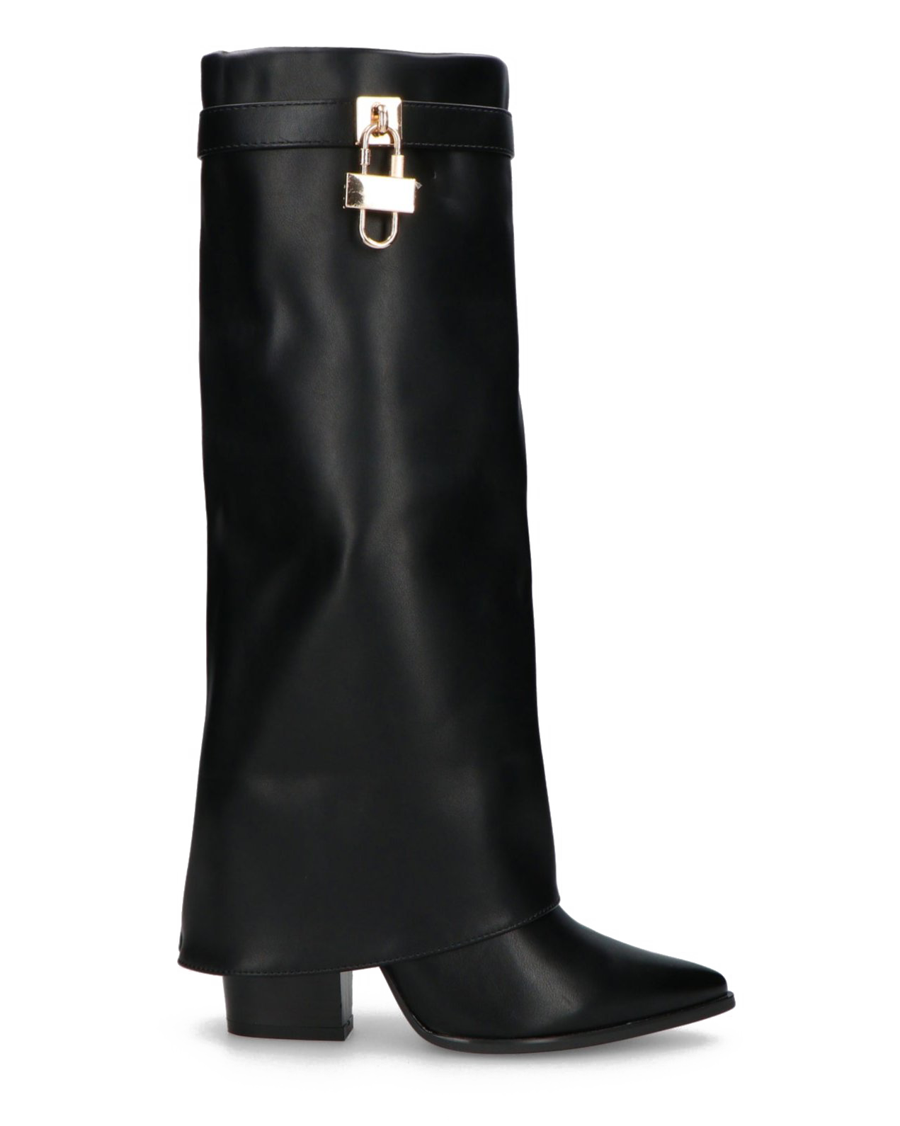 KAARINA - black knee-high boot with turn-down cuff