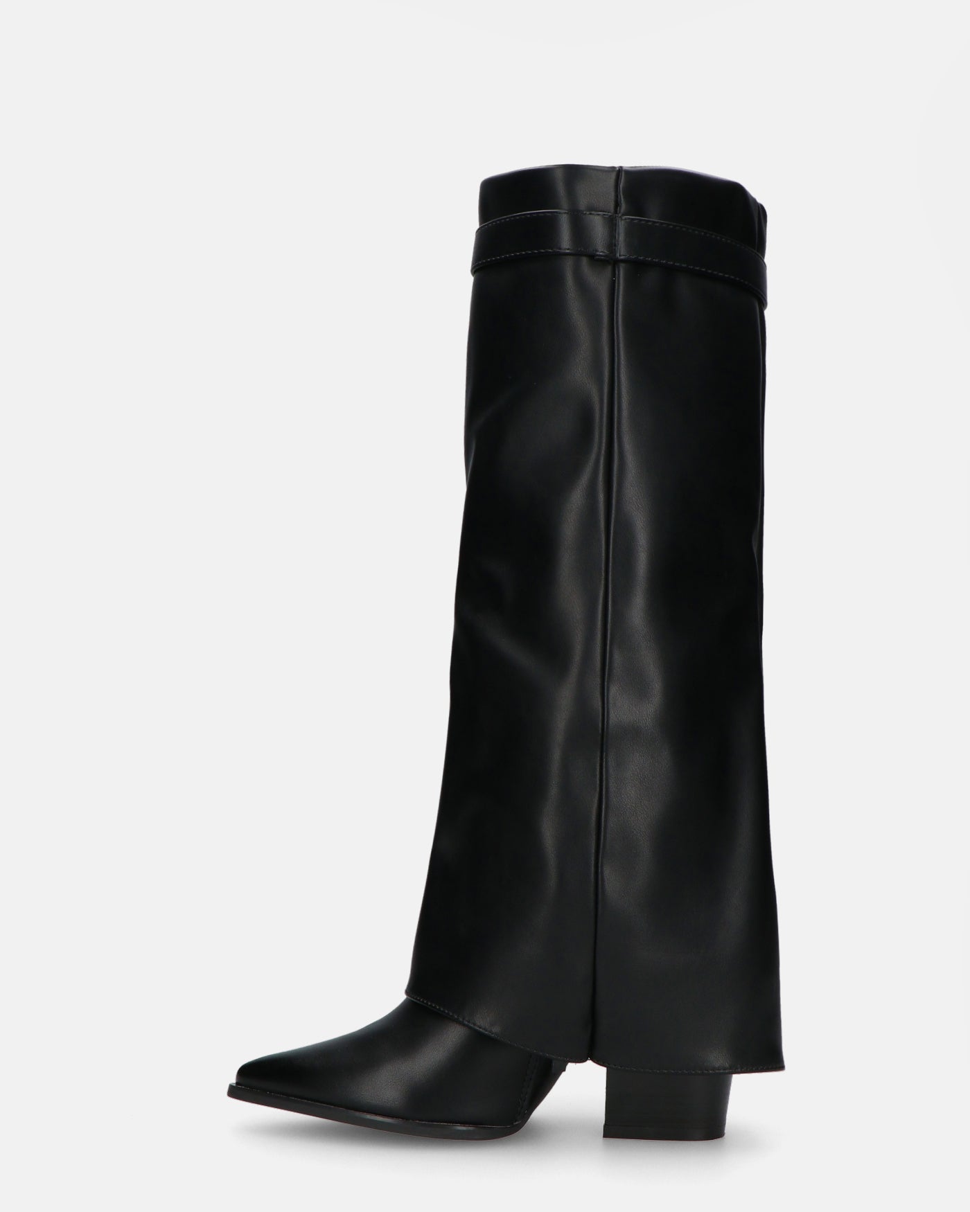 KAARINA - black knee-high boot with turn-down cuff