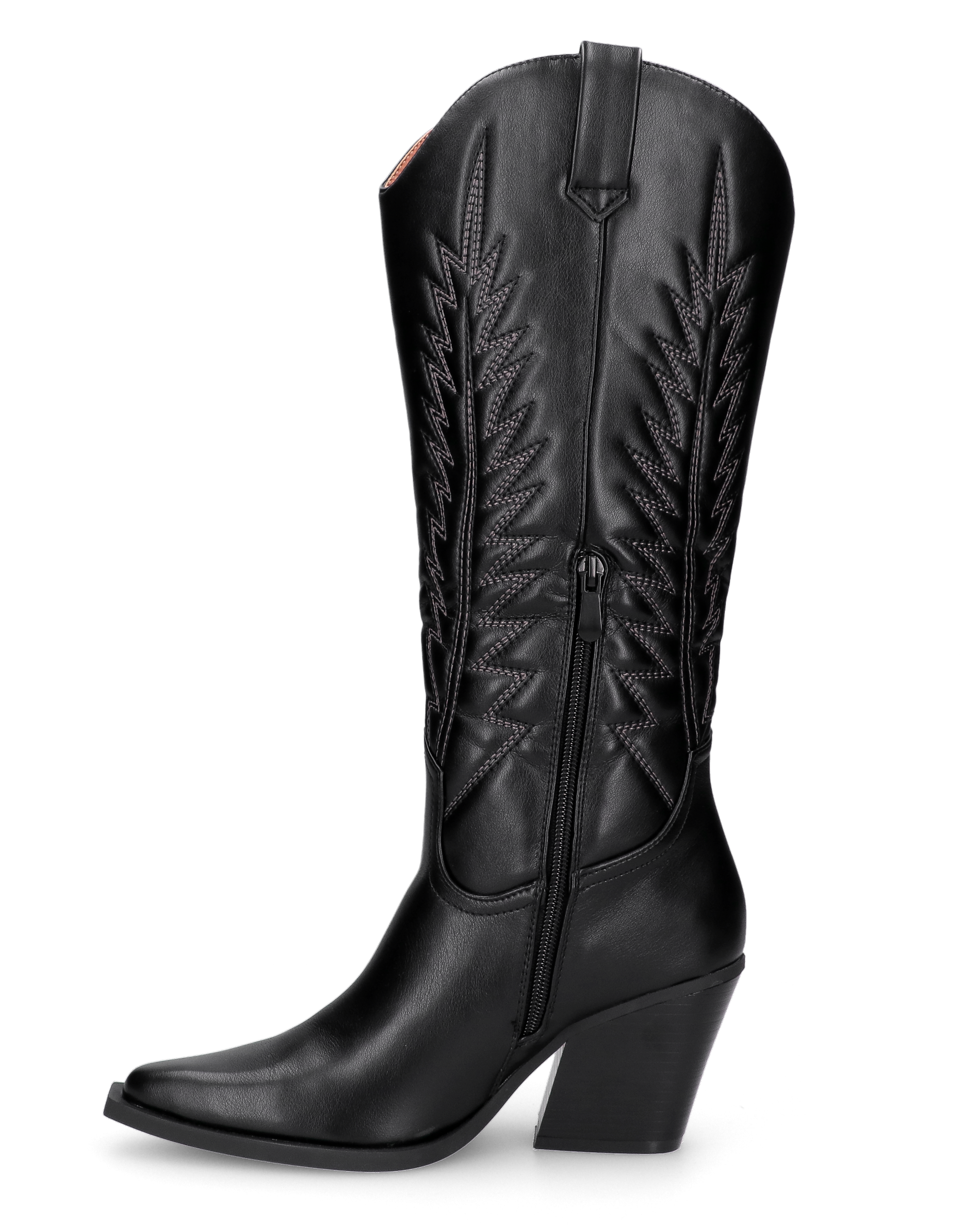 LUCITA - tall black Western boots with black embroidered designs