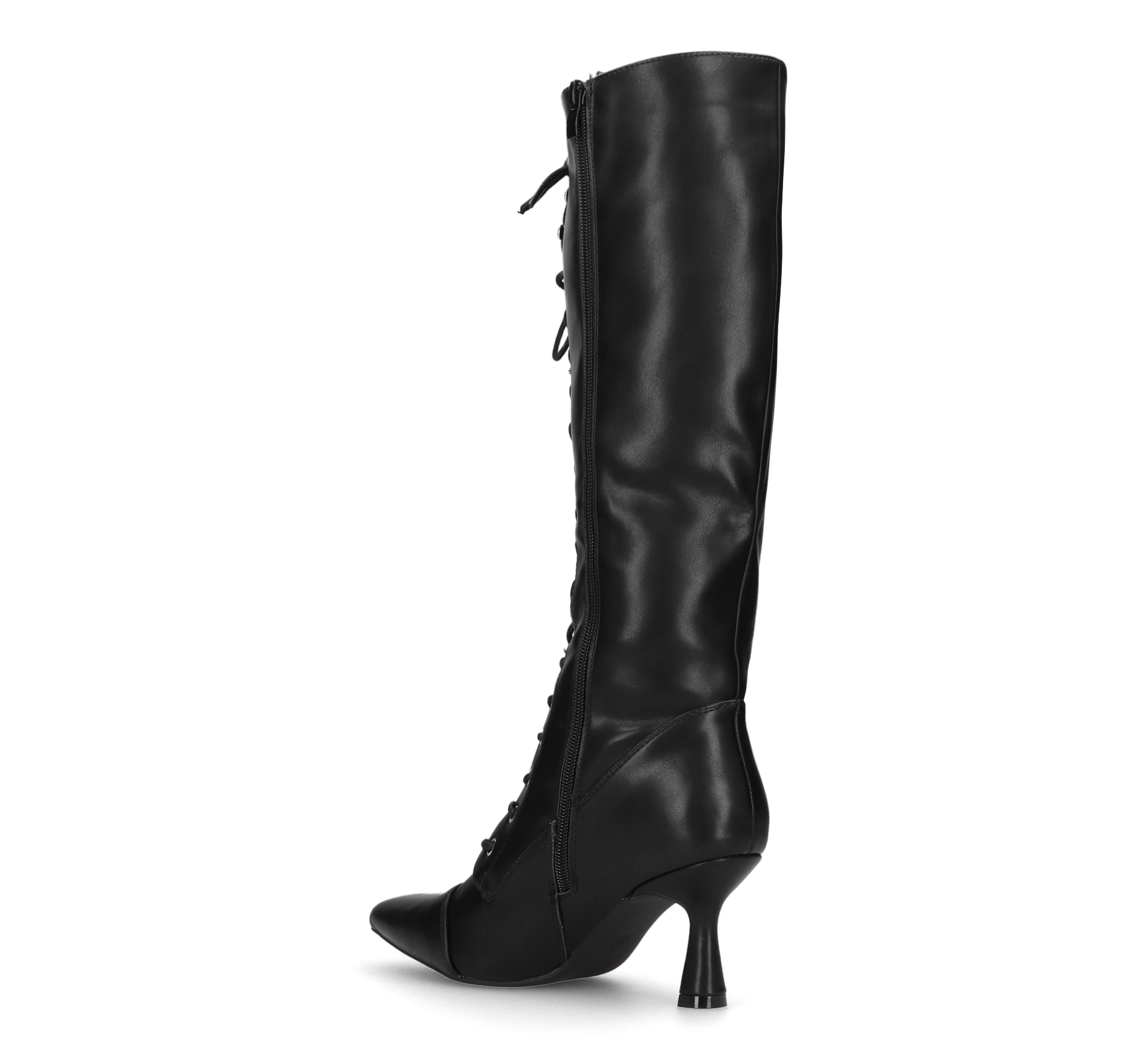 LETY - black knee-high boots with mid heel and laces
