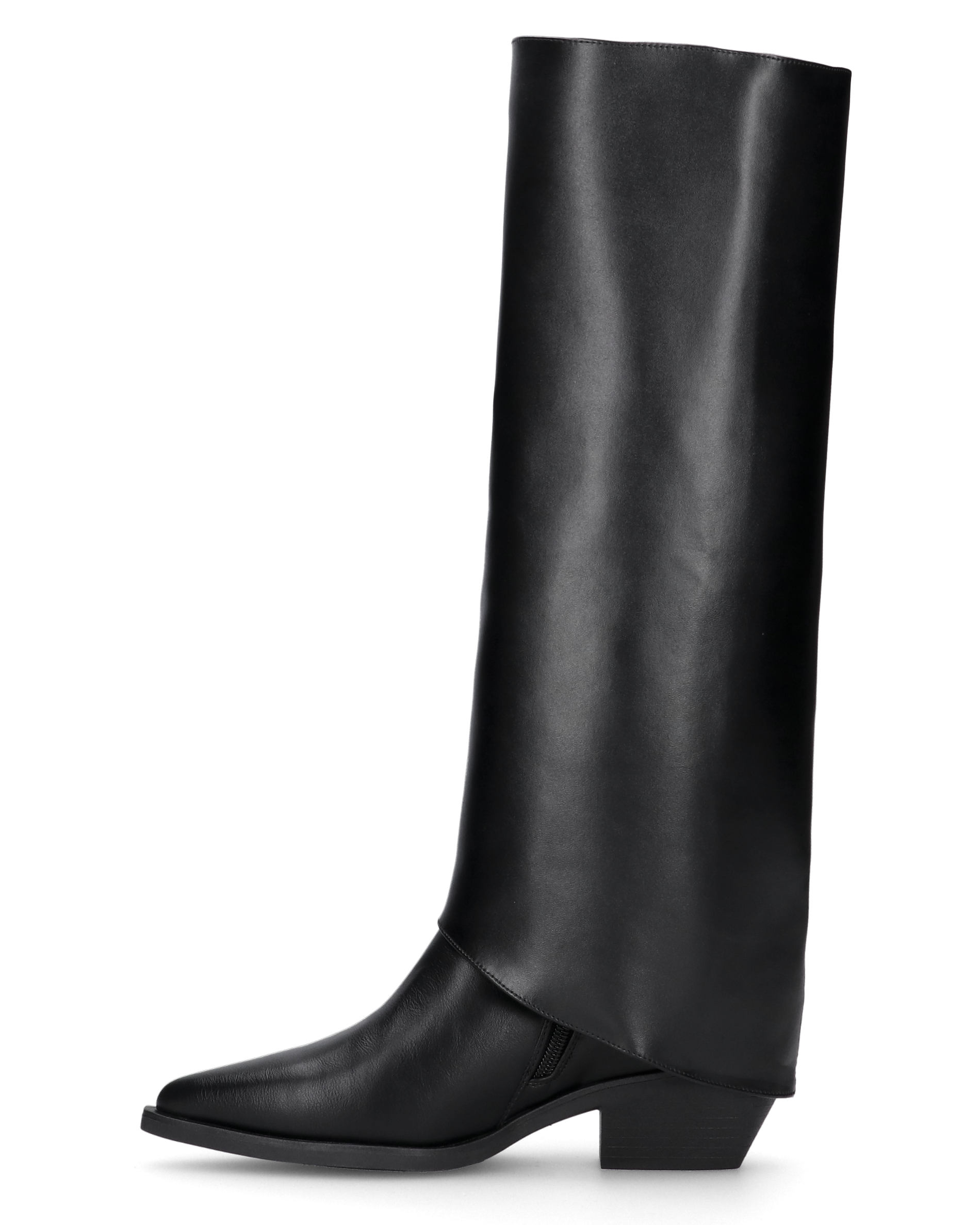 MARTINA - 2-in-1 black faux leather boot: from knee-high boot to ankle boot in one simple move
