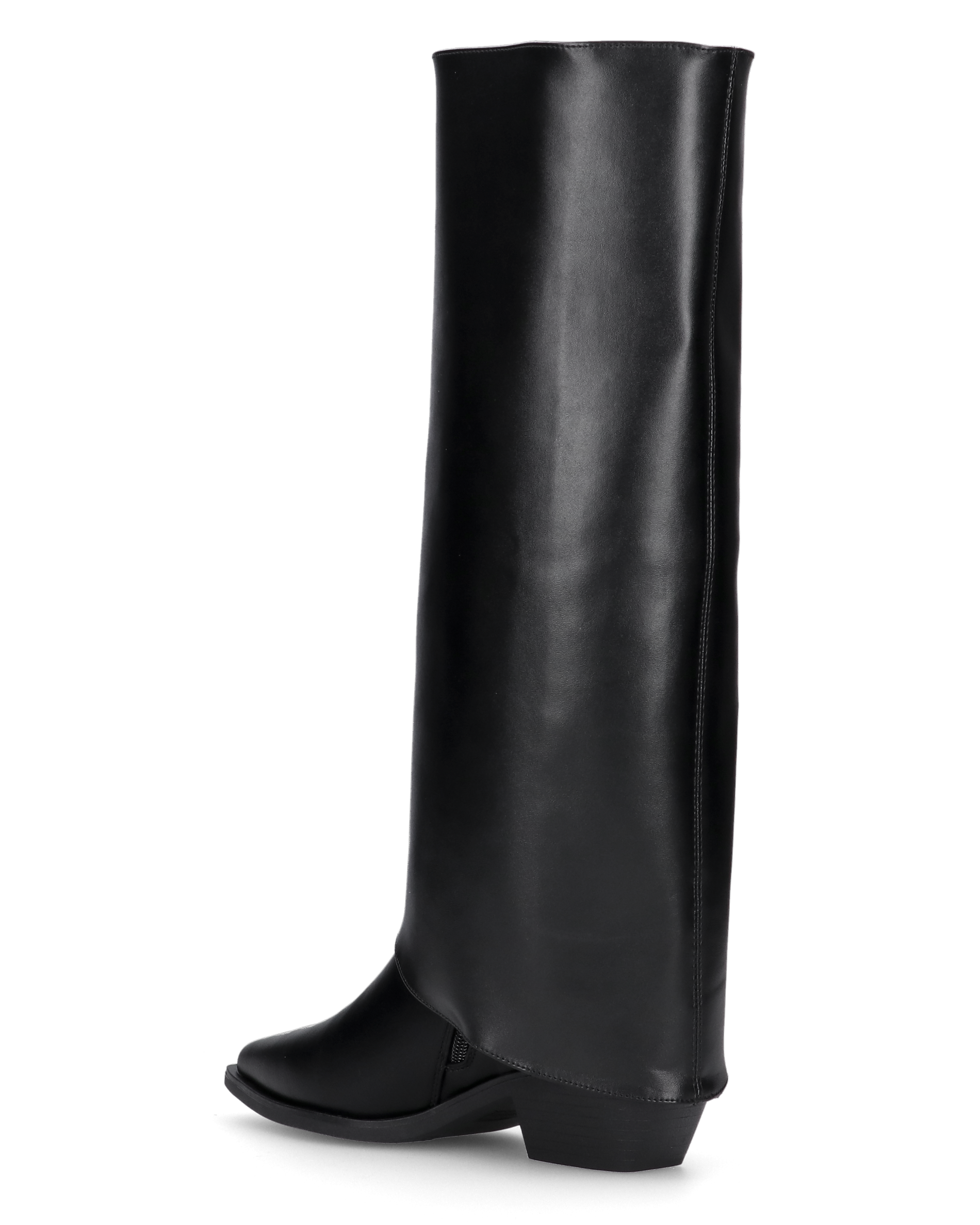 MARTINA - 2-in-1 black faux leather boot: from knee-high boot to ankle boot in one simple move