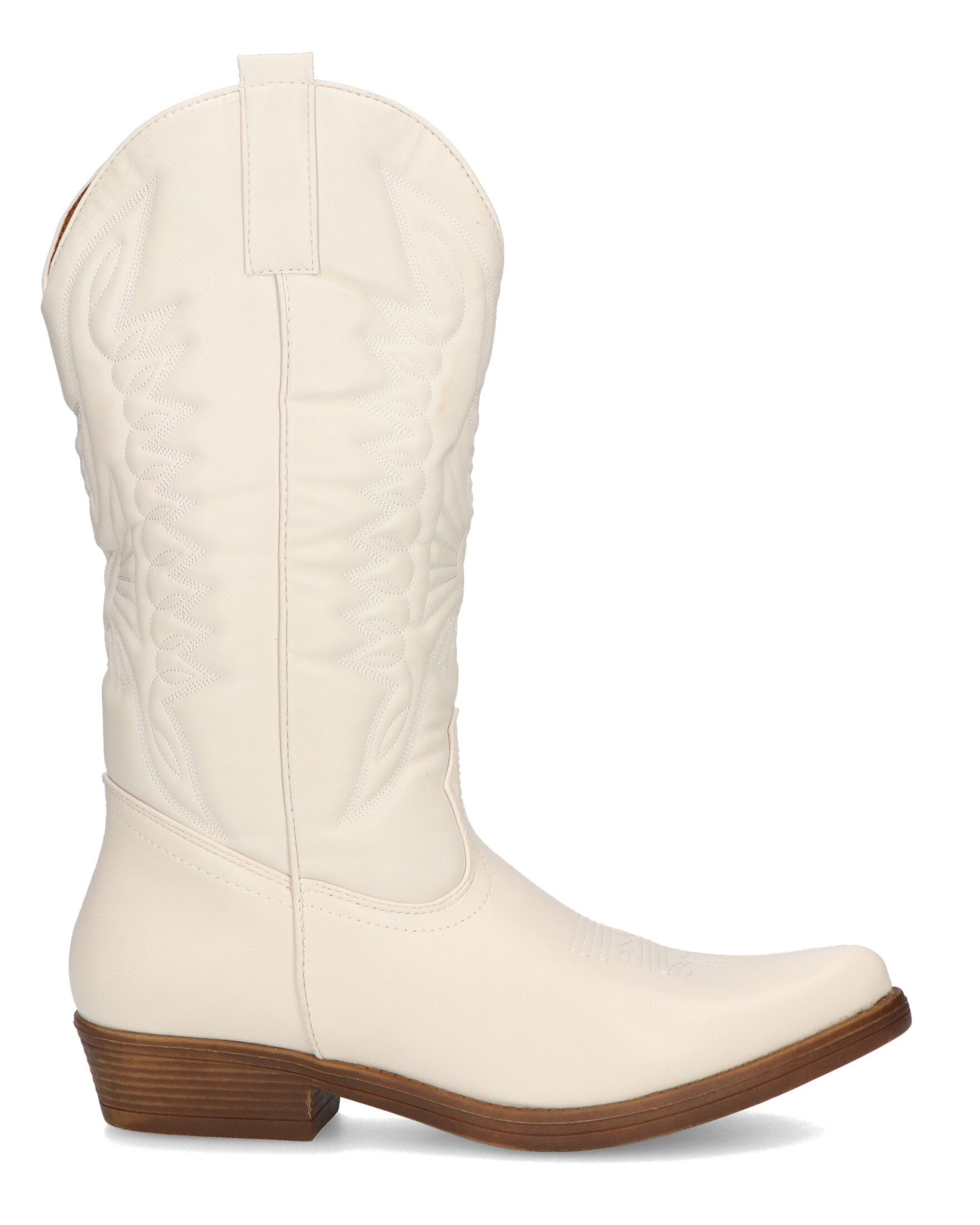 NILLA - Beige Embroidered Cowboy Boots