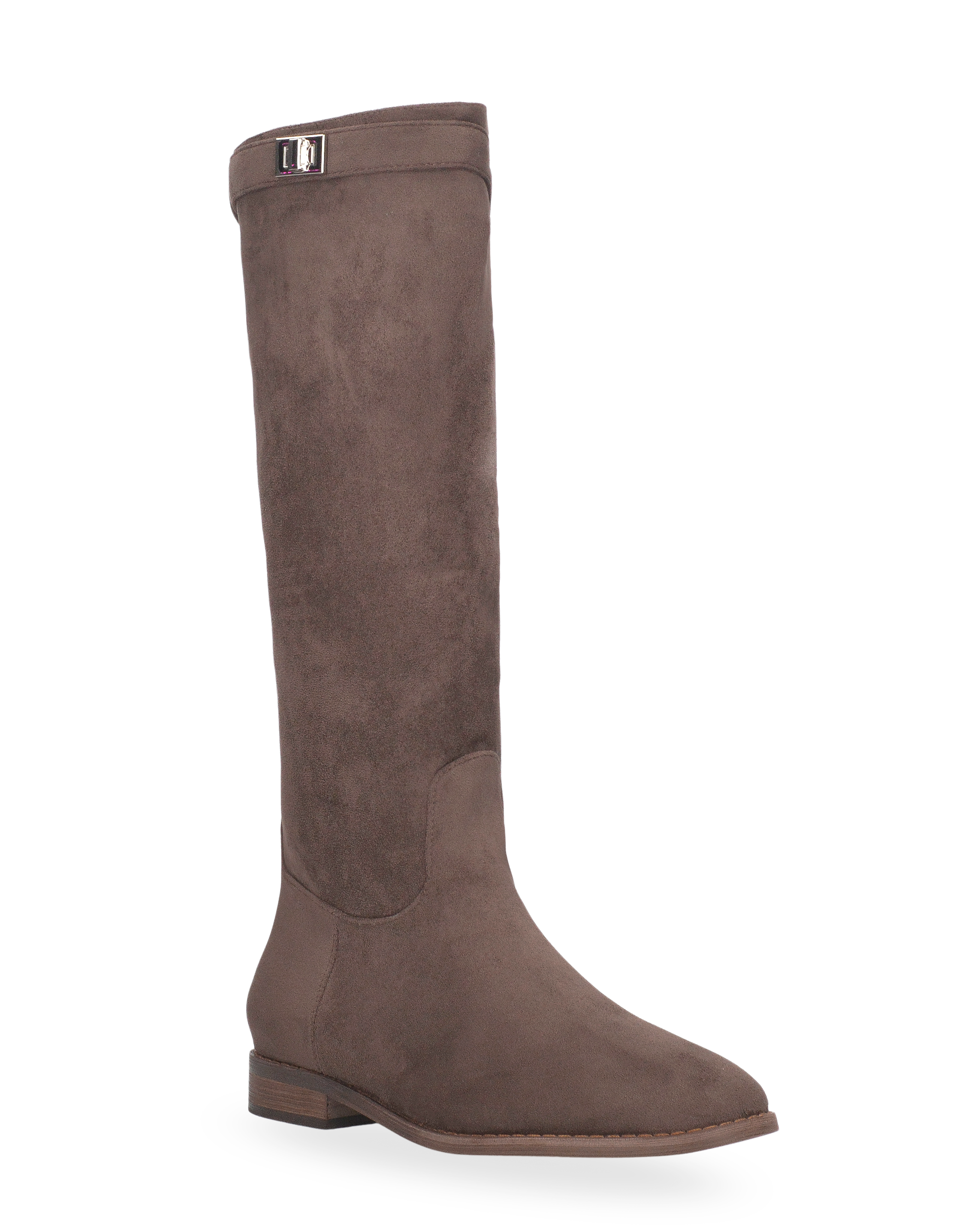 SIMIE - brown suede knee-high boot with padded interior