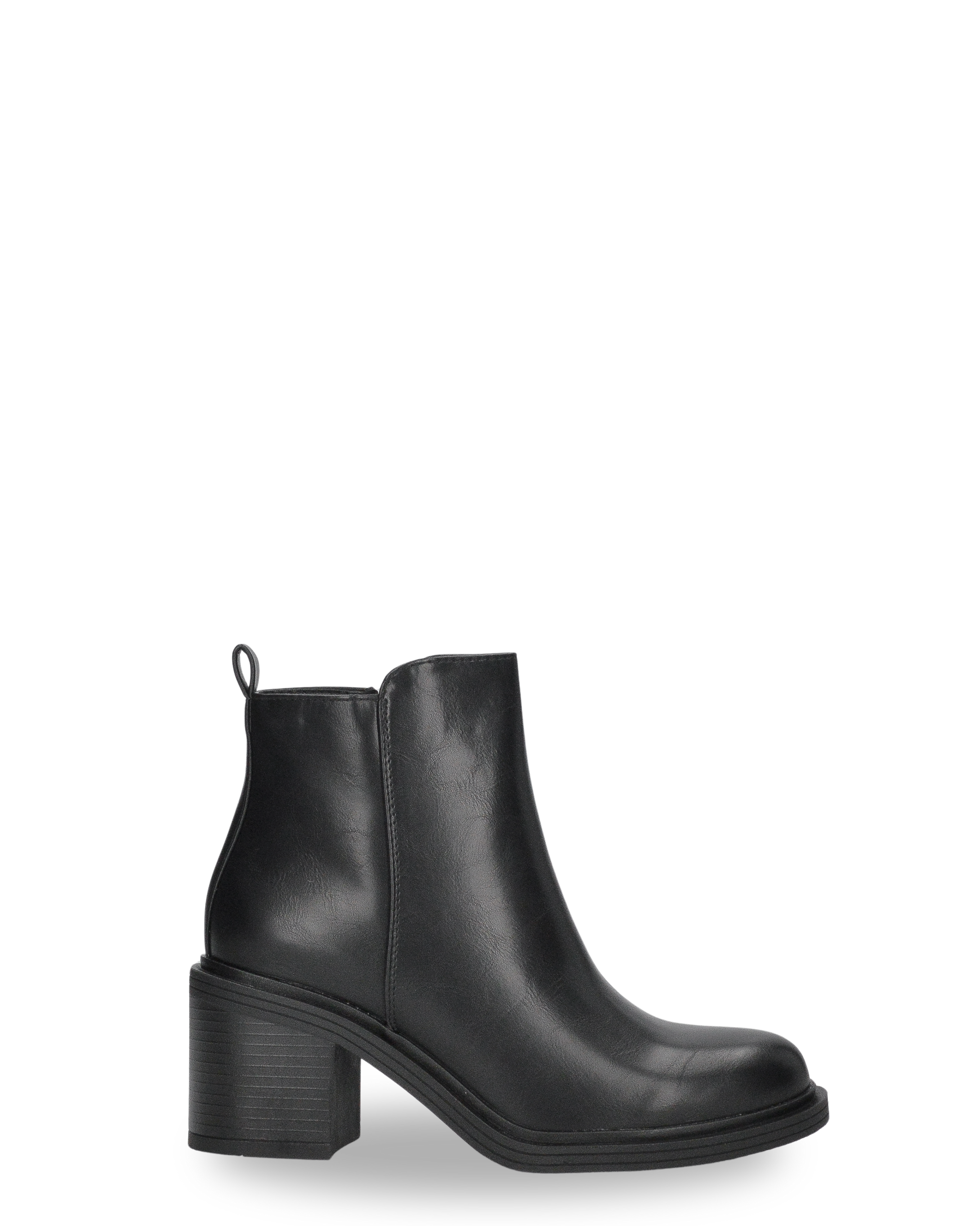 VANNY - 2-in-1 black faux leather boot: from tall boot to ankle boot with a simple gesture