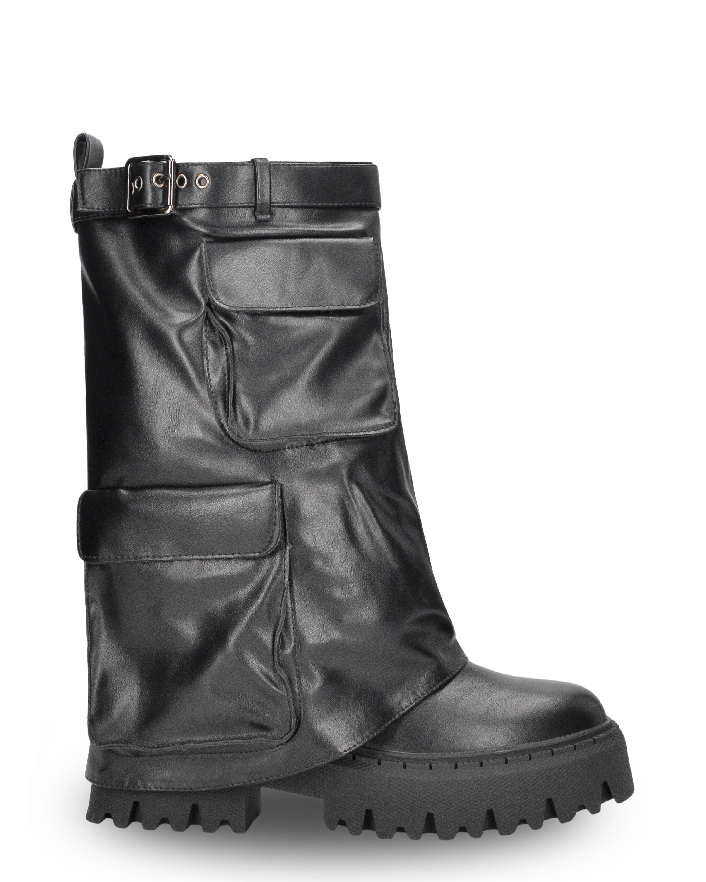 ARDEA - Black Boots with Cuff Pockets