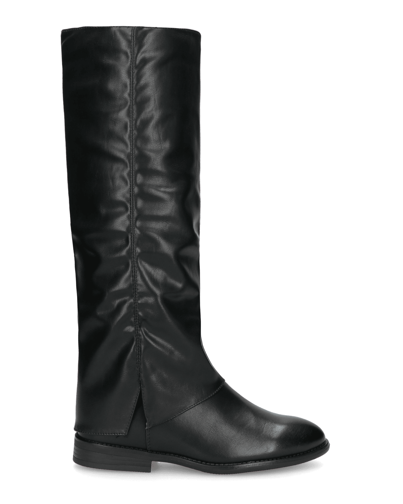 QUERIDA - black boots with a small internal wedge, turn-down cuff and inner zip
