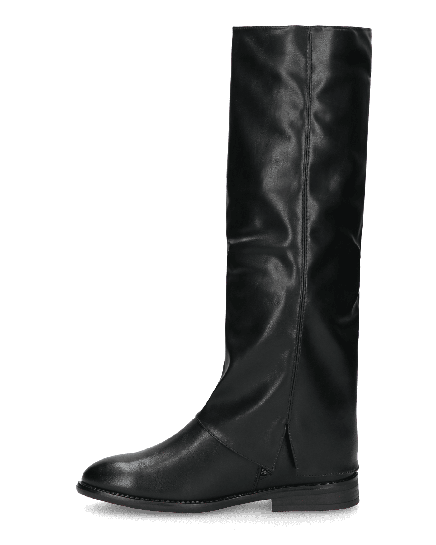 QUERIDA - black boots with a small internal wedge, turn-down cuff and inner zip