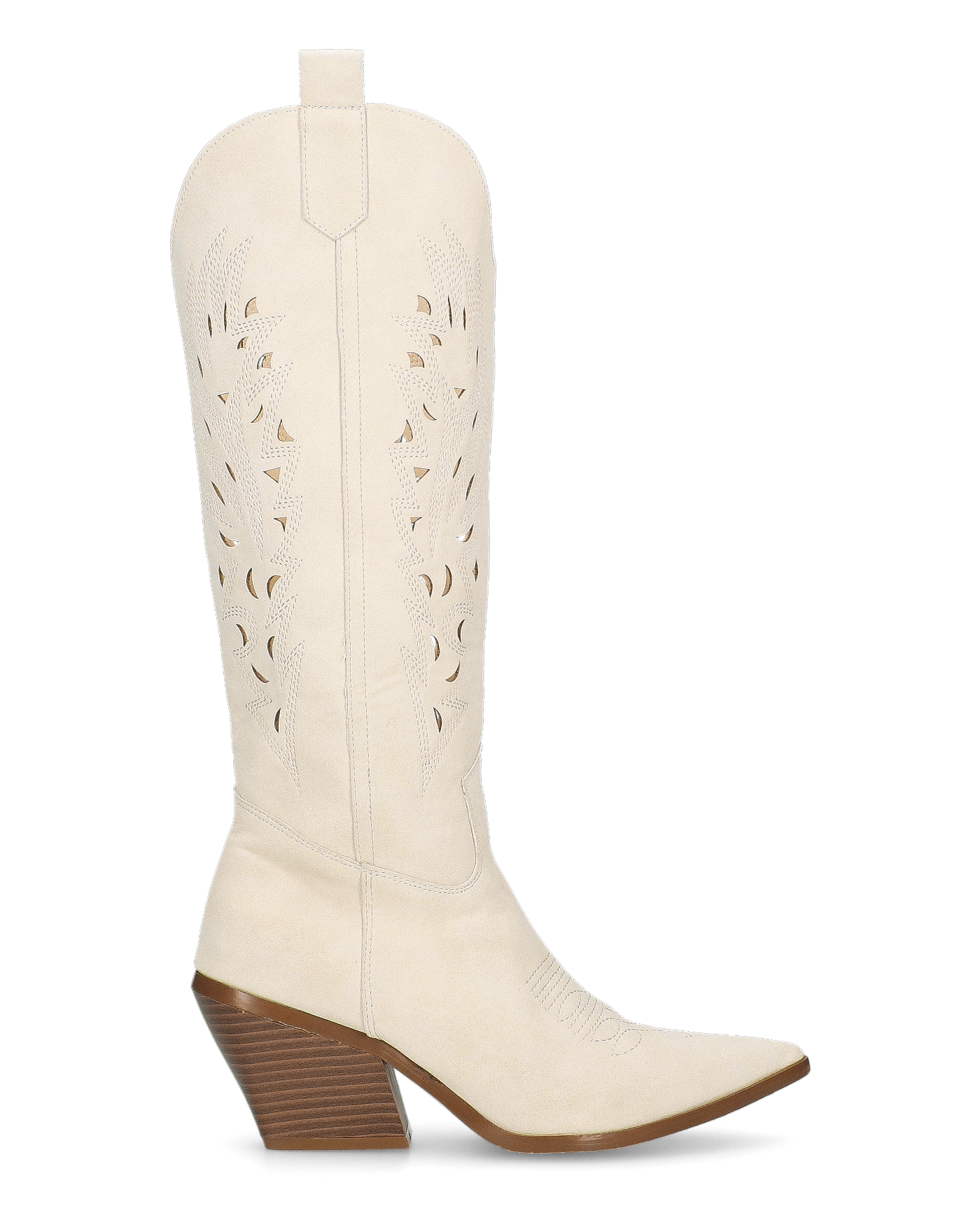 SIRIAA - beige cowboy boot with perforated details