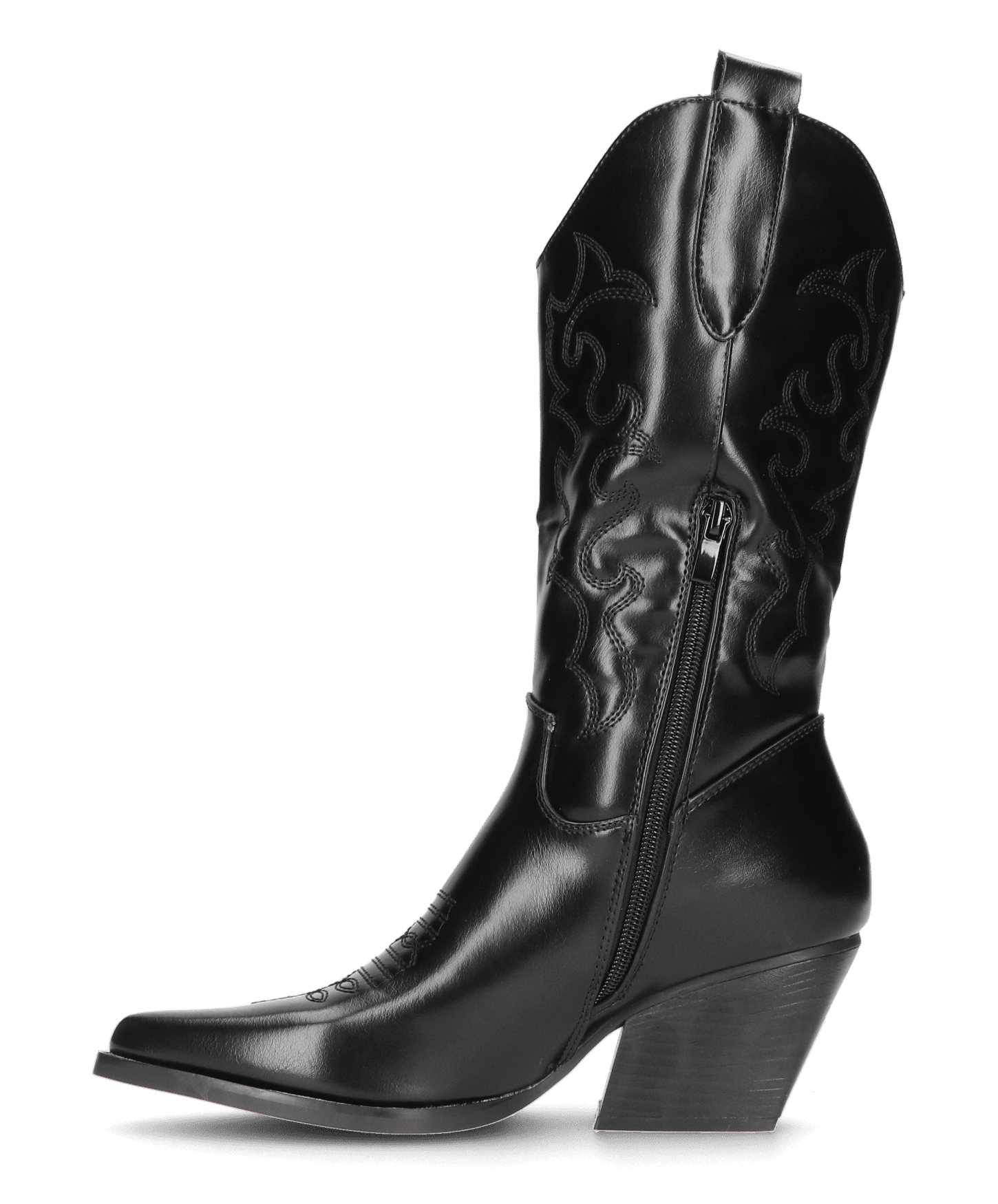 ALISHA - Black Faux-Leather Texan Cowboy Boots