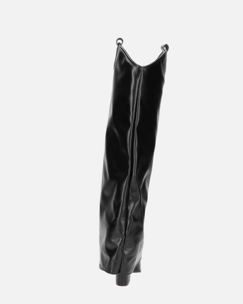 KEZIA - black high boot with turn-down cuff