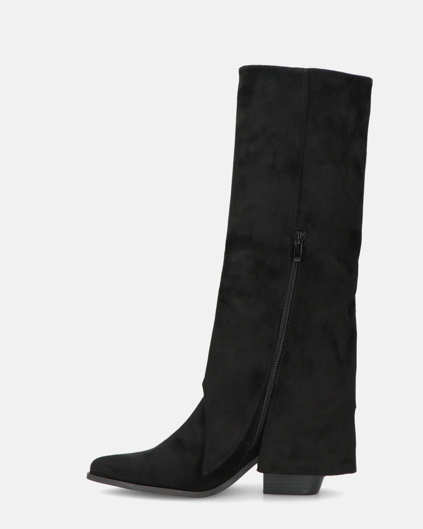 RAHEL - Black Suede Shoes with Straps and Side Zip