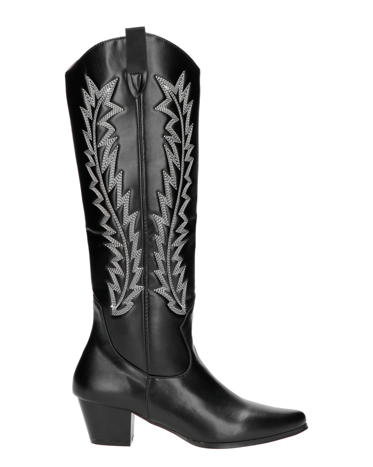 LUCITA - tall black Western boots with white embroidered designs