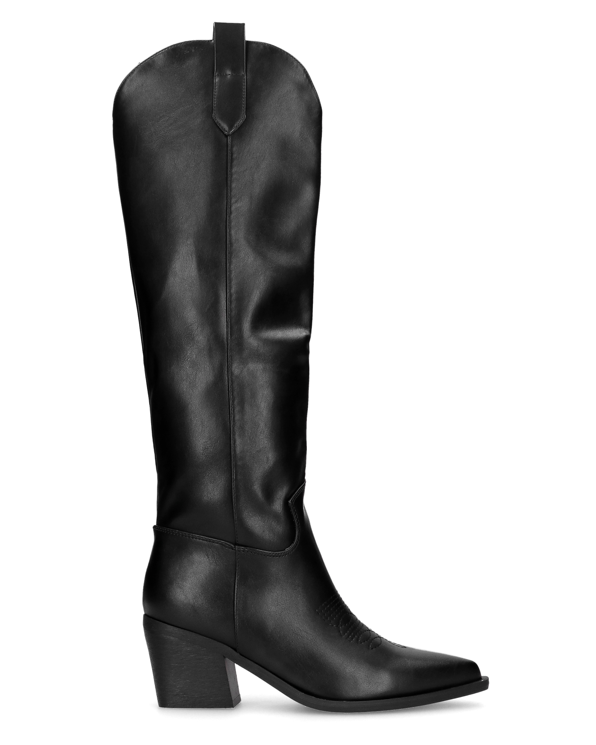 XANA - tall black faux leather Texan cowboy boots