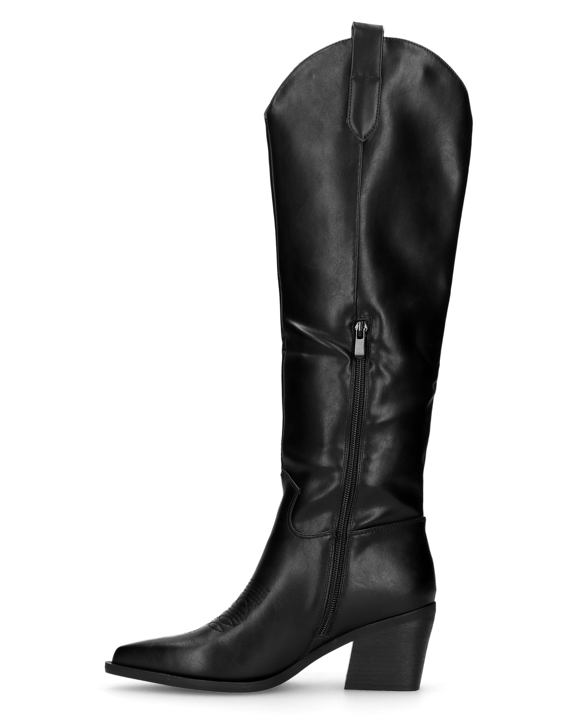 XANA - tall black faux leather Texan cowboy boots