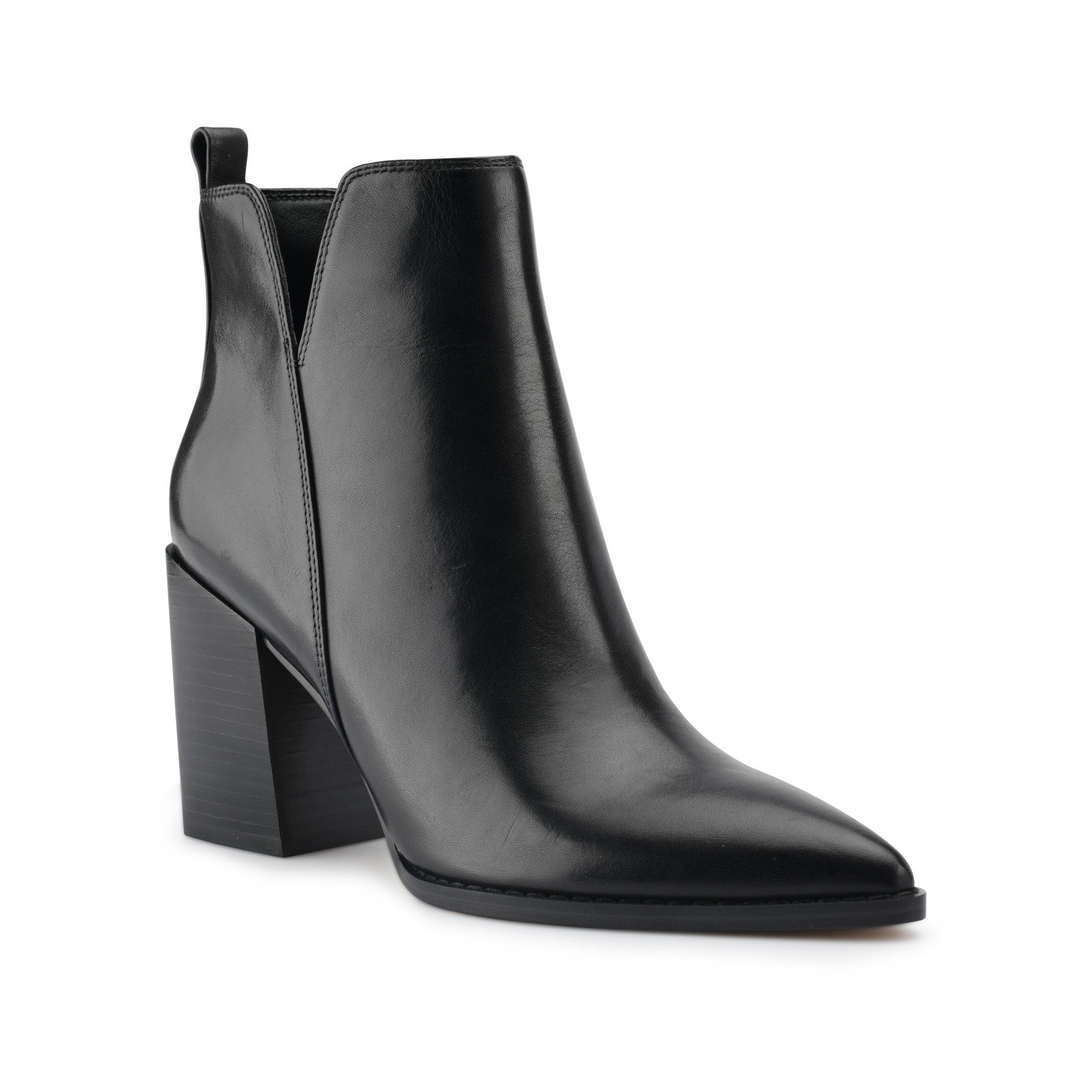 Birds Block Heel Leather Booties