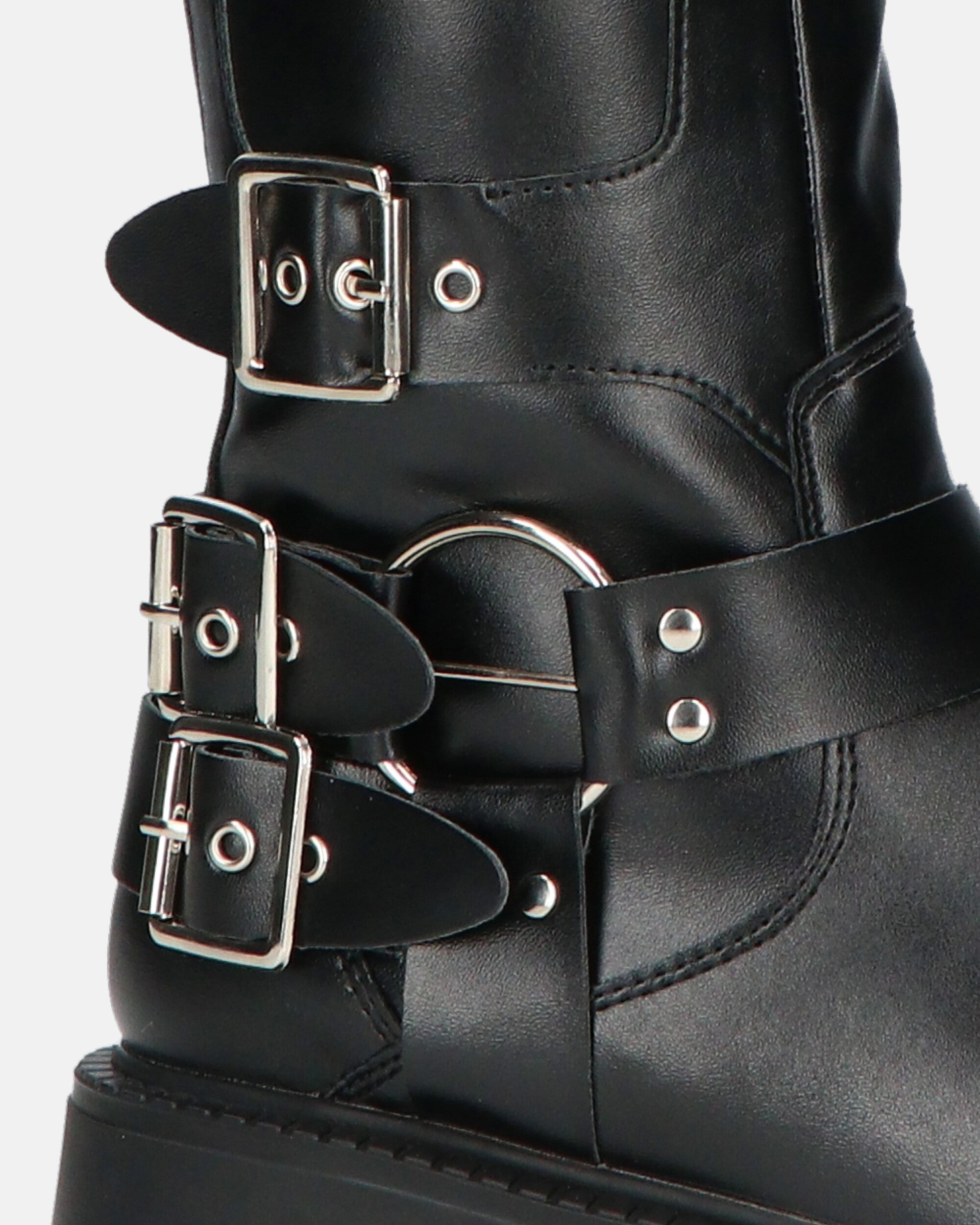 NYX - Tall Combat Boots with Straps and Buckles