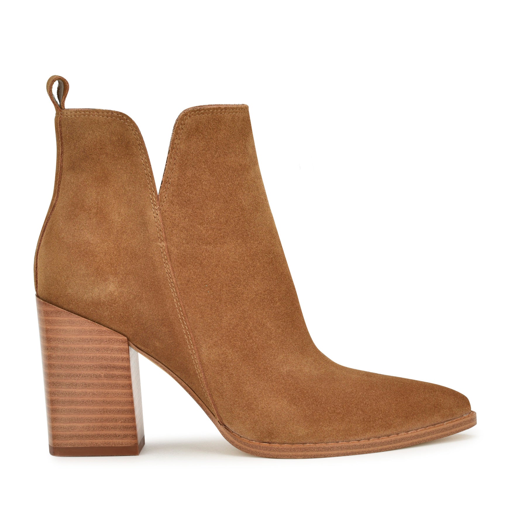 Birds Block Heel Leather Booties