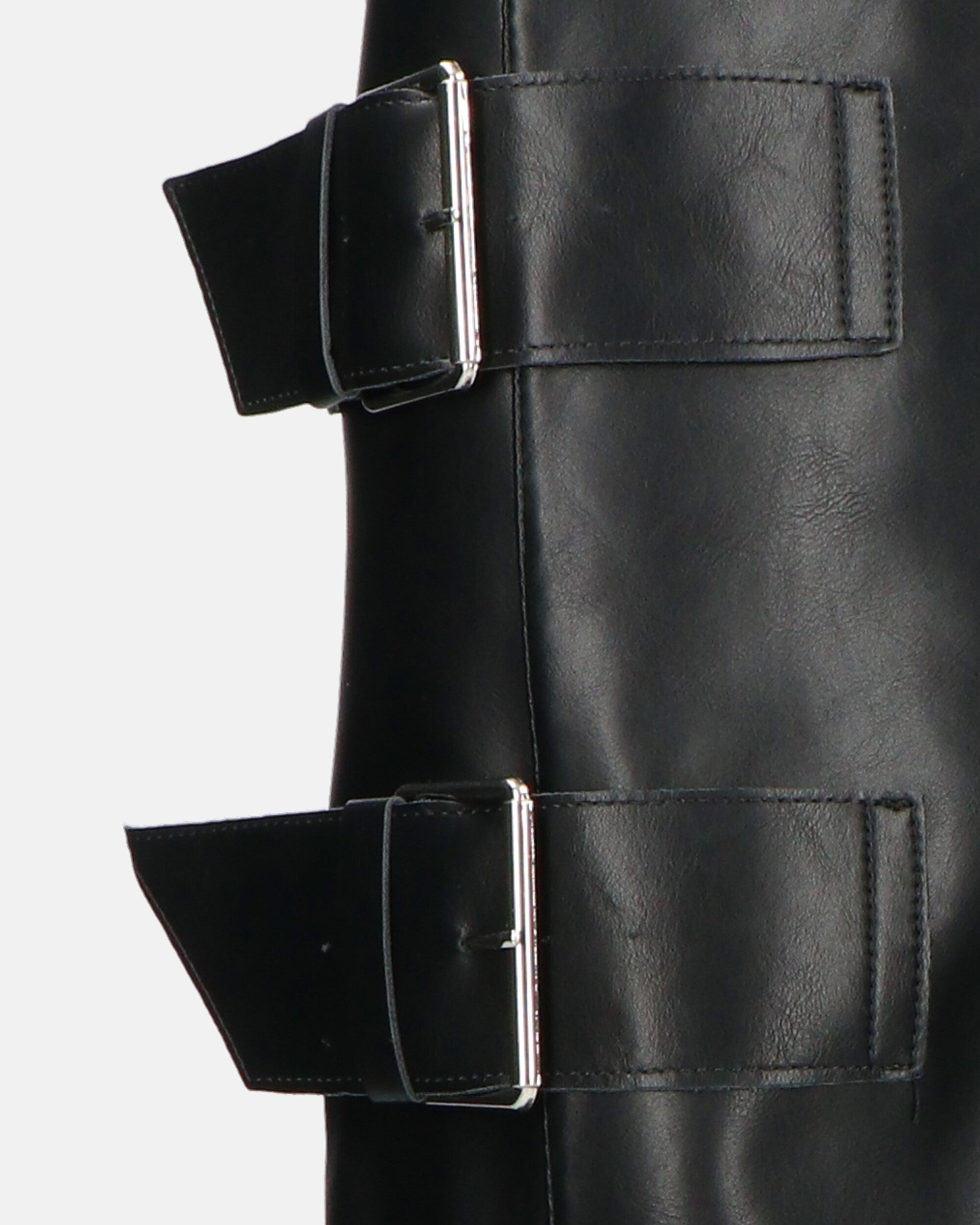 ISABELL - black knee-high boots with turn-down cuff and side belts