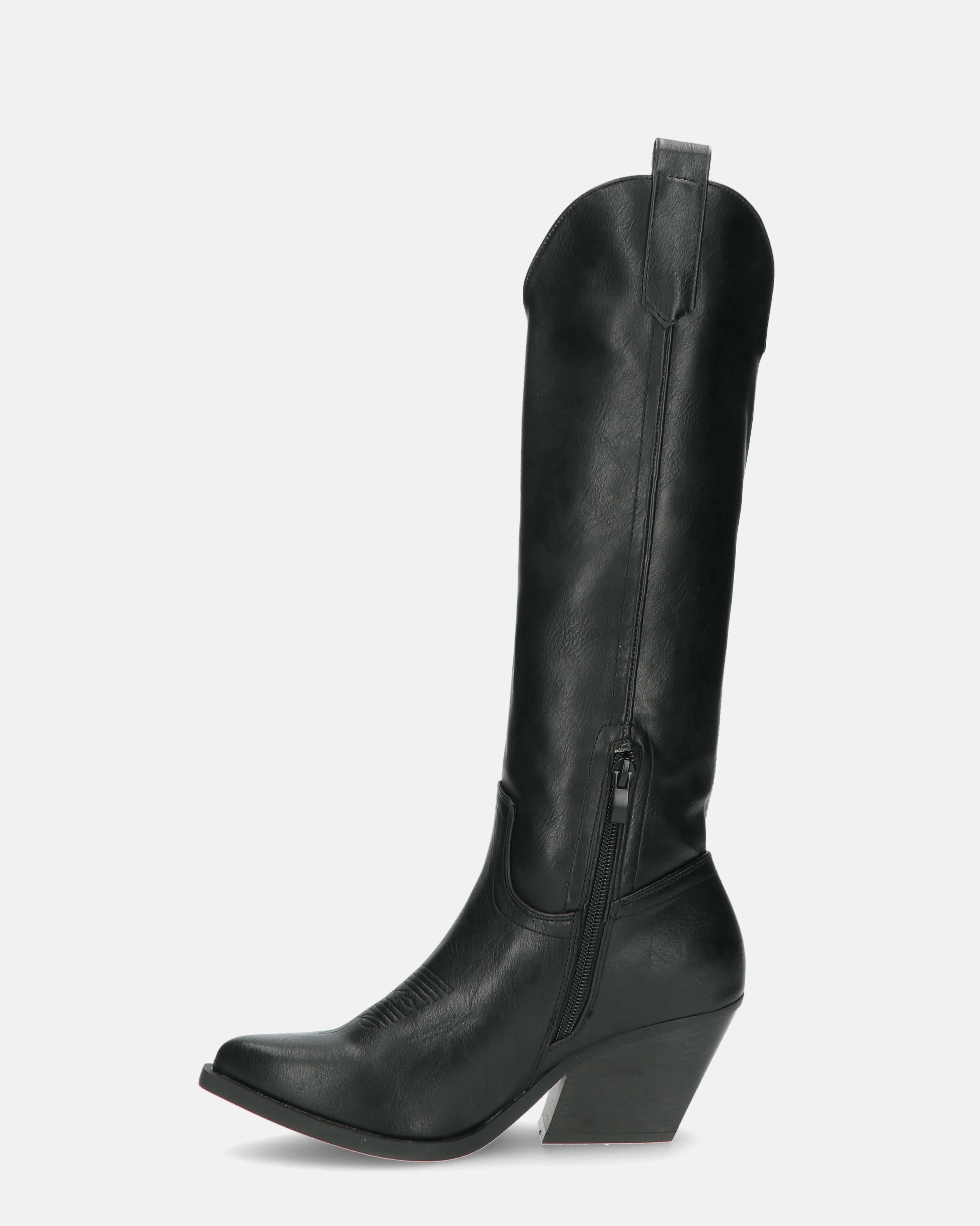 LIANA - black faux leather heeled Western boots