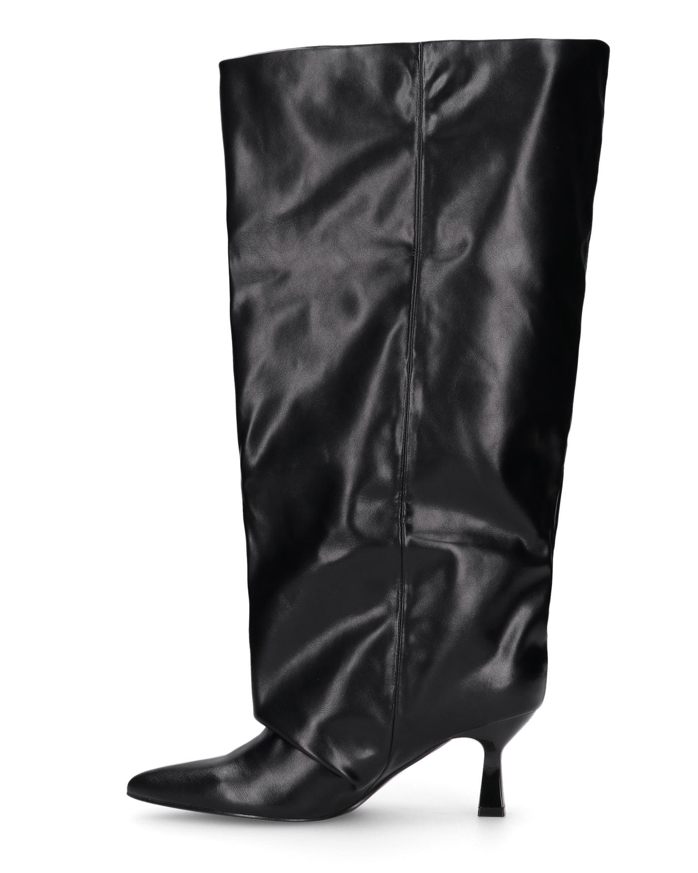 AXEL - black knee-high boot with wide shaft and gathered effect on the toe