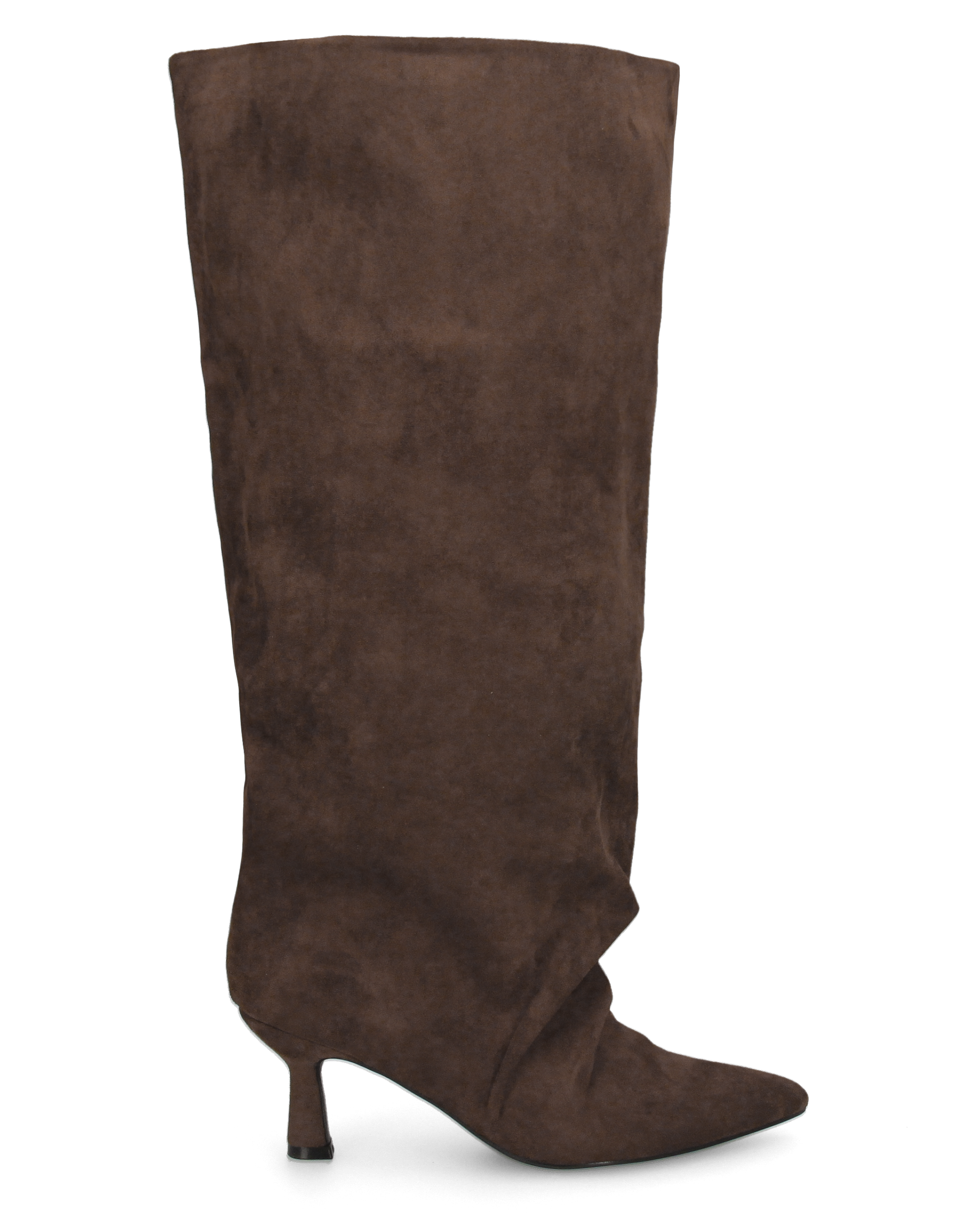 AXEL - brown knee-high boot with wide shaft and ruched toe effect