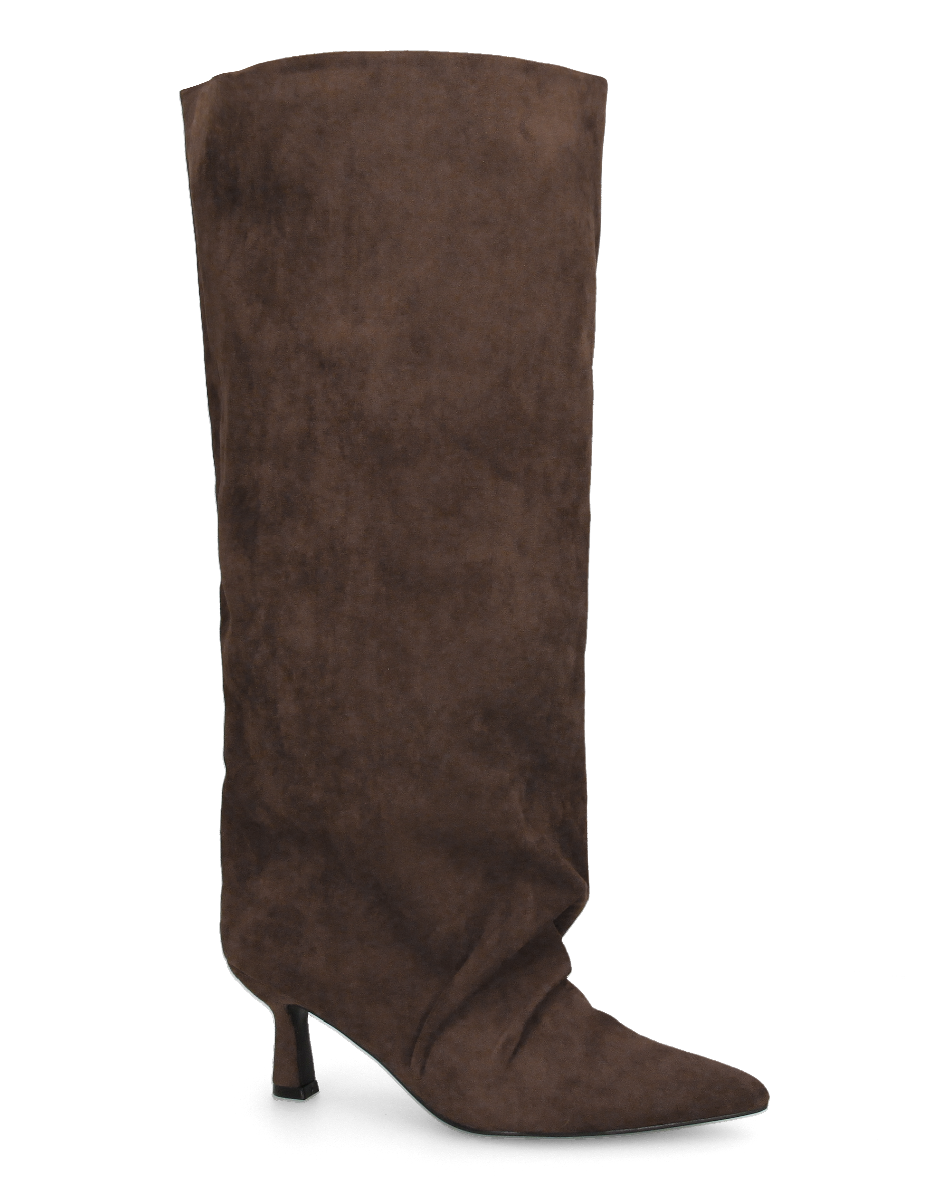 AXEL - brown knee-high boot with wide shaft and ruched toe effect