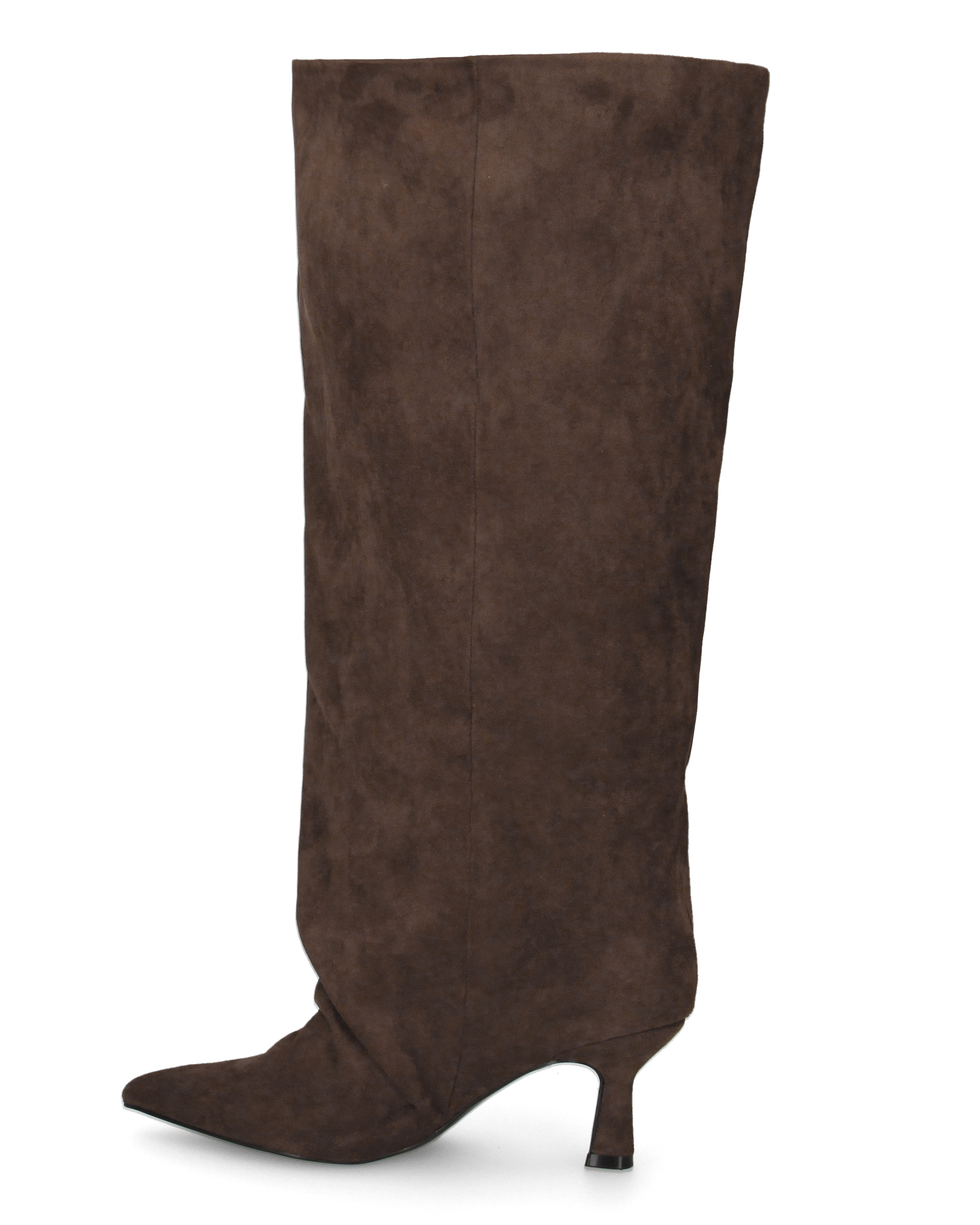 AXEL - brown knee-high boot with wide shaft and ruched toe effect
