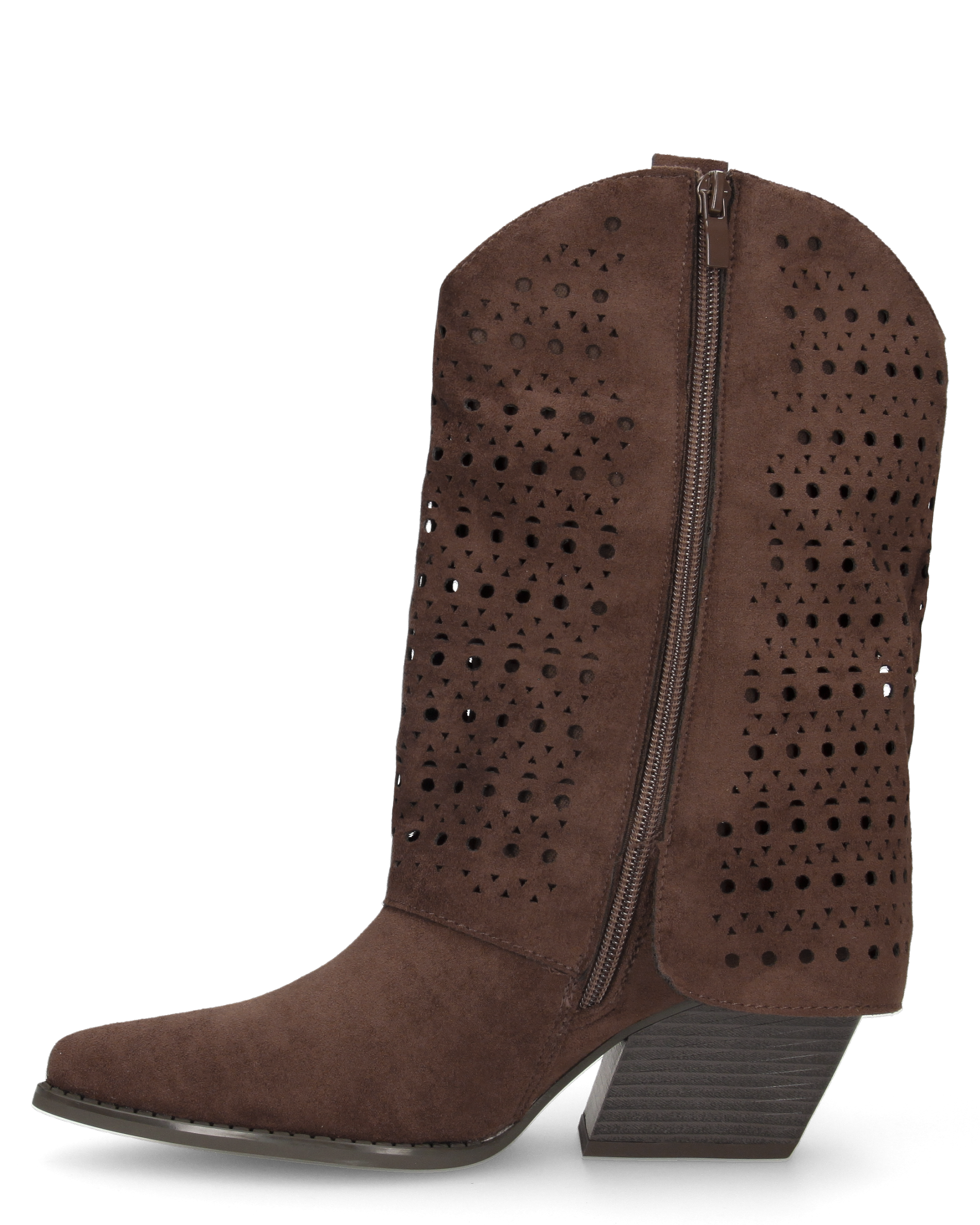 BLAIR - brown mid-calf Western boots with side fringe