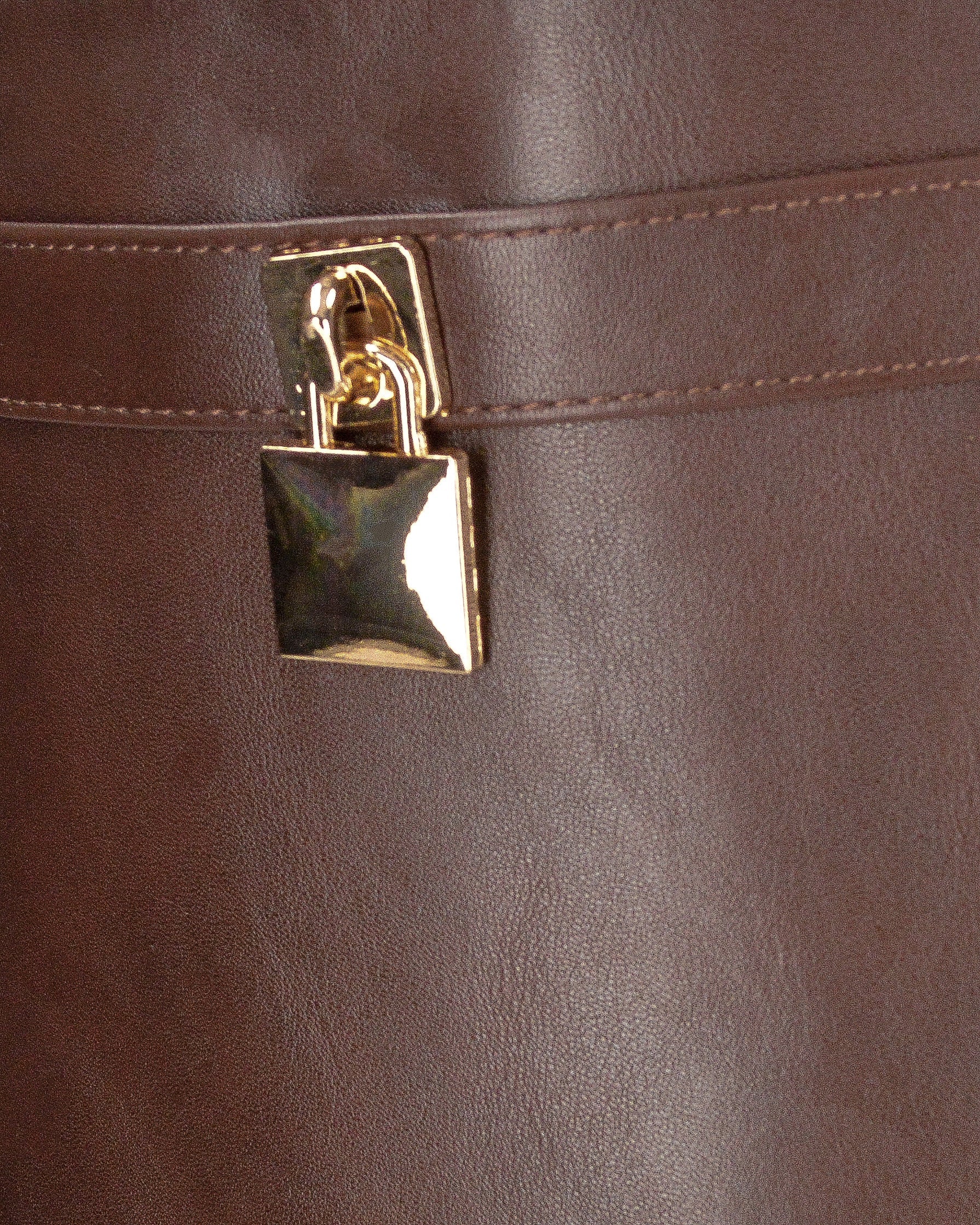 LALITA - brown tall boots with fold-over cuff and gold decoration