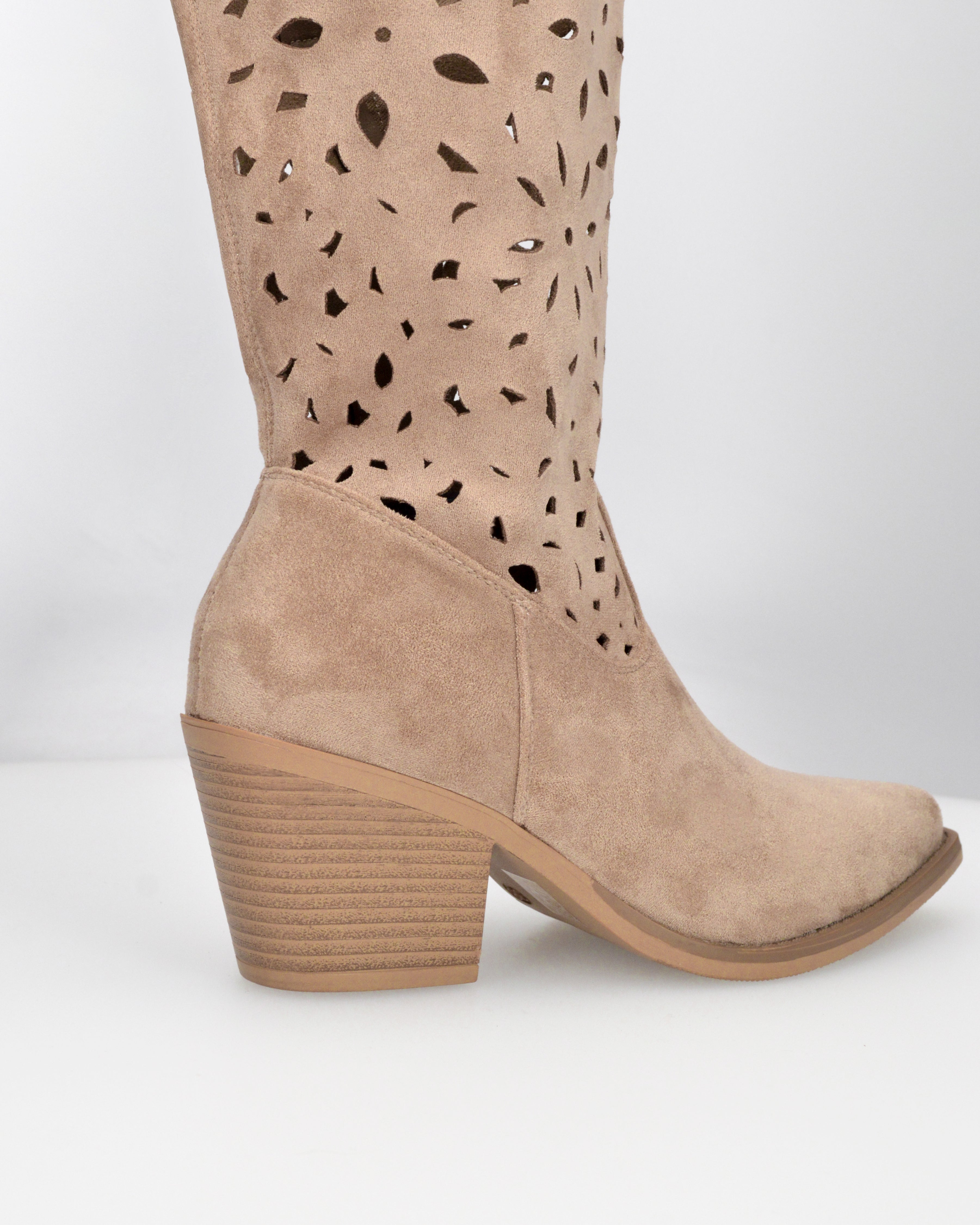 JADY - beige Western boots with perforated shaft
