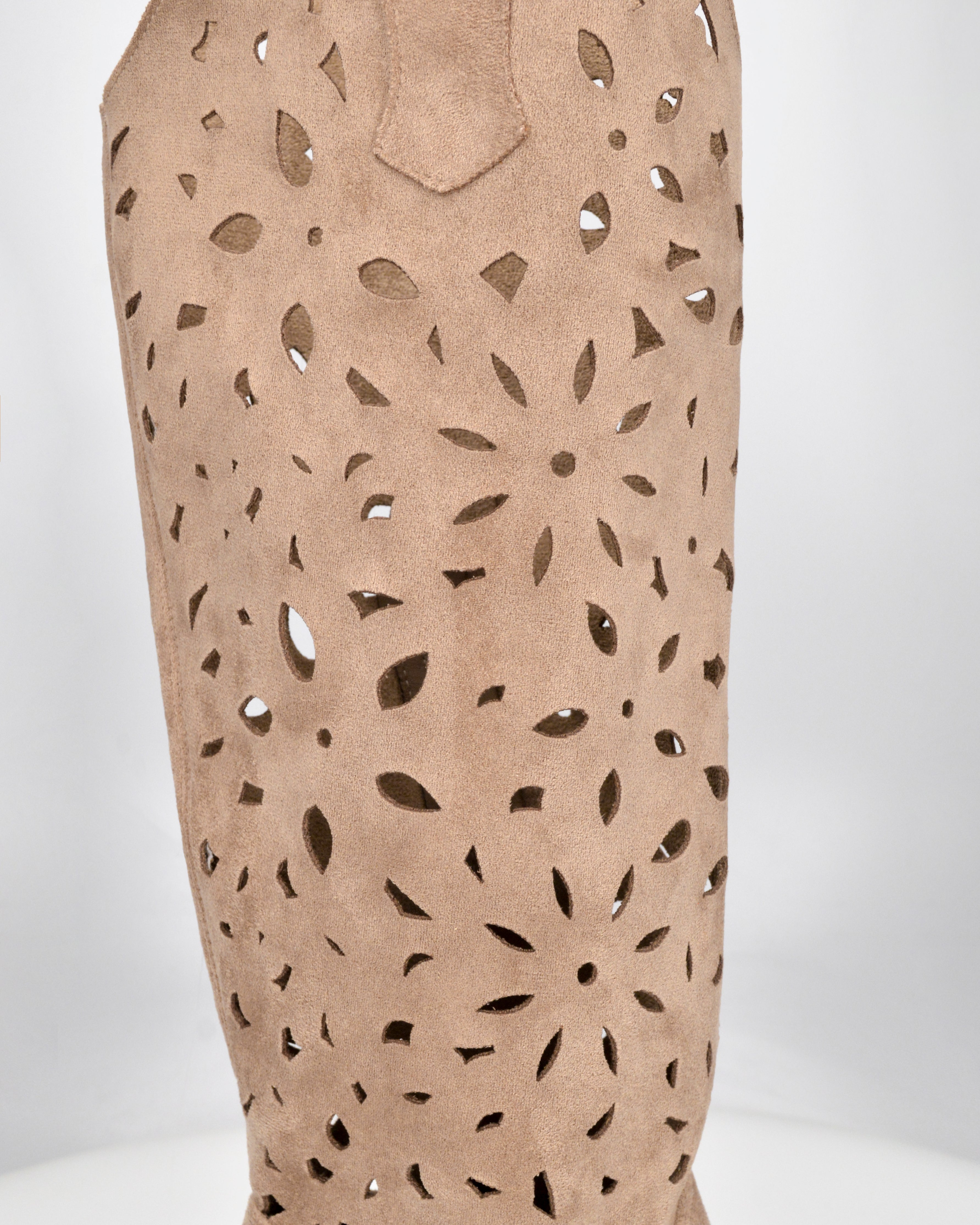 JADY - beige Western boots with perforated shaft