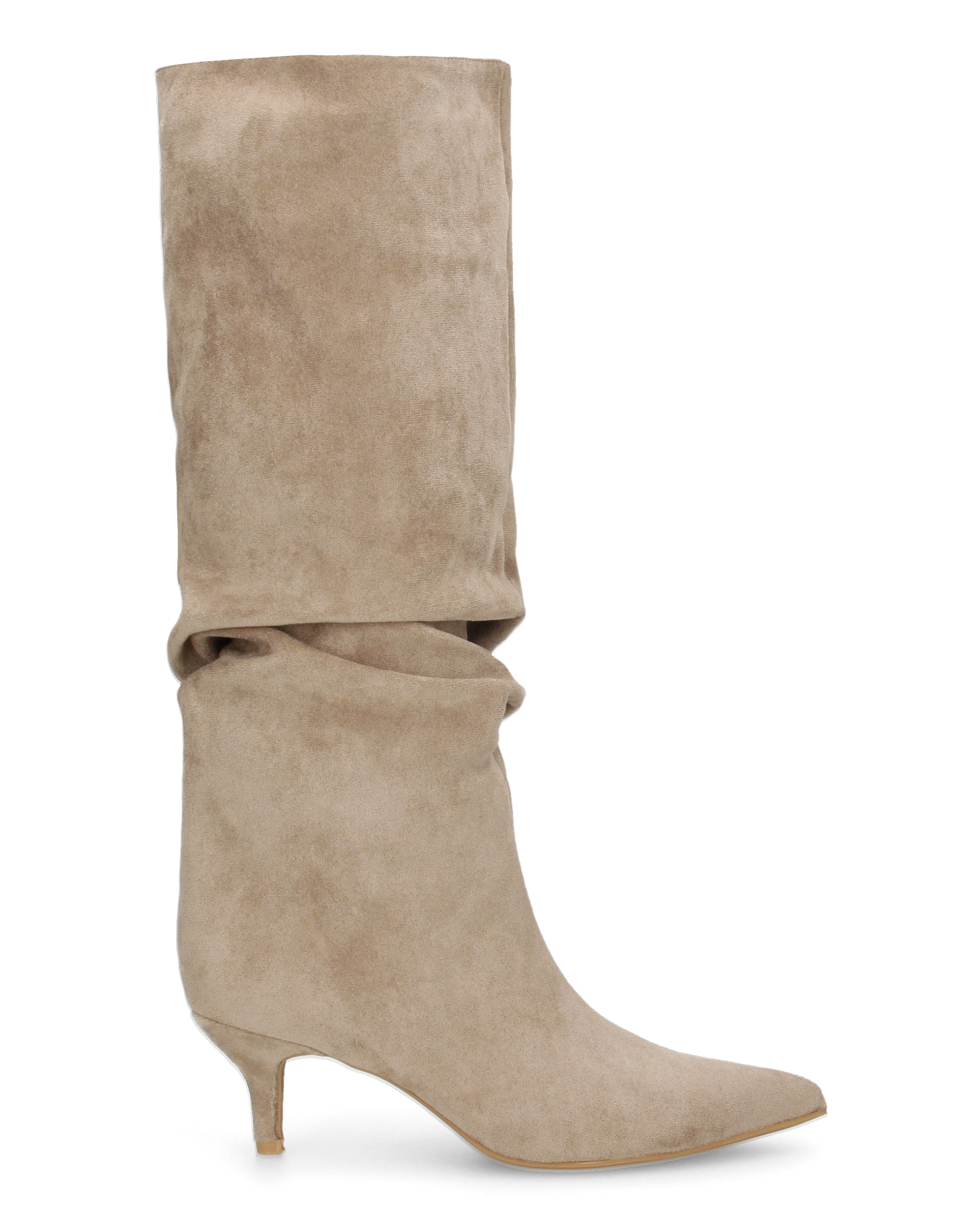 DAPHNE - beige knee-high boots with a slouchy shaft