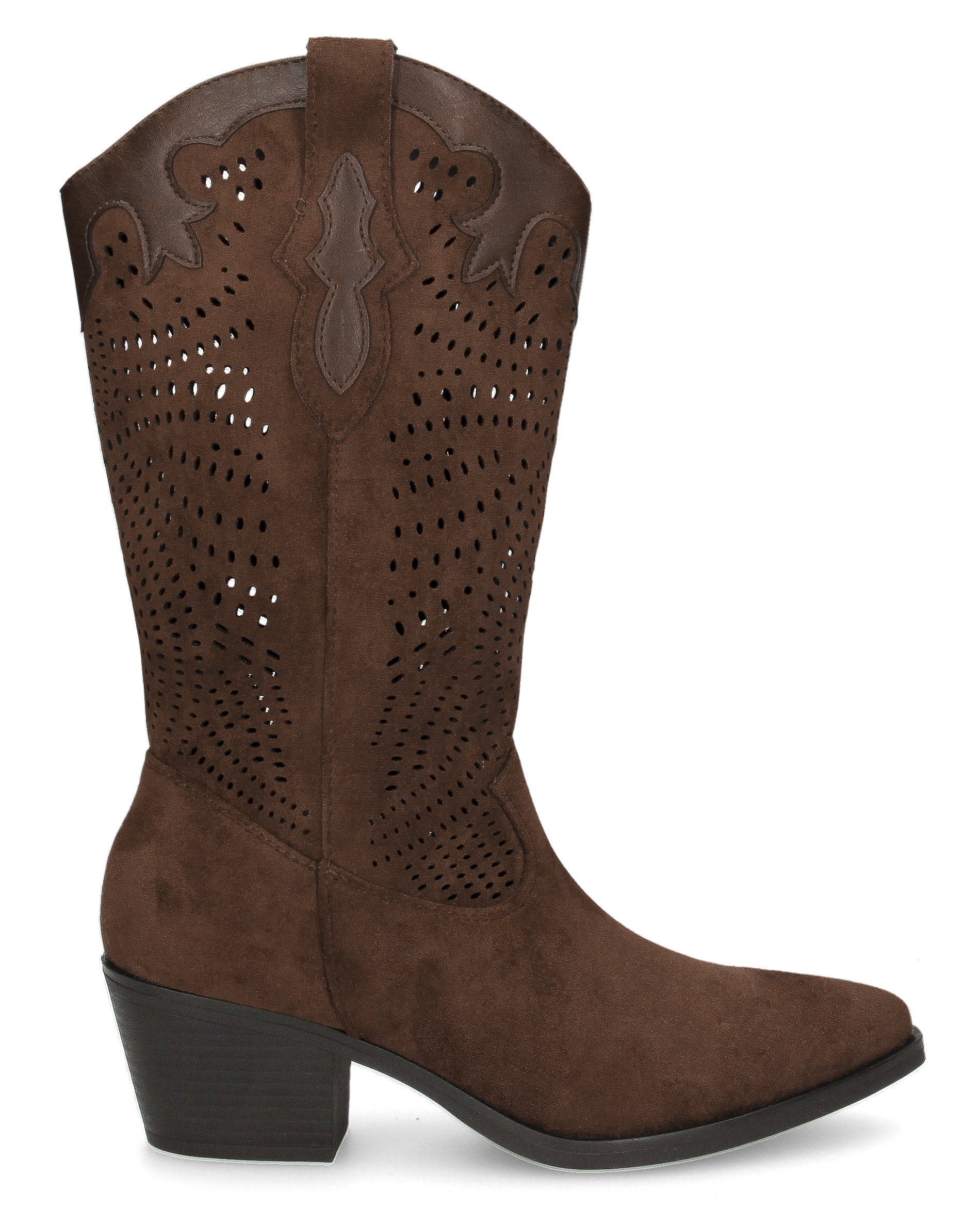 DEBBIE - brown Western boots with a perforated shaft