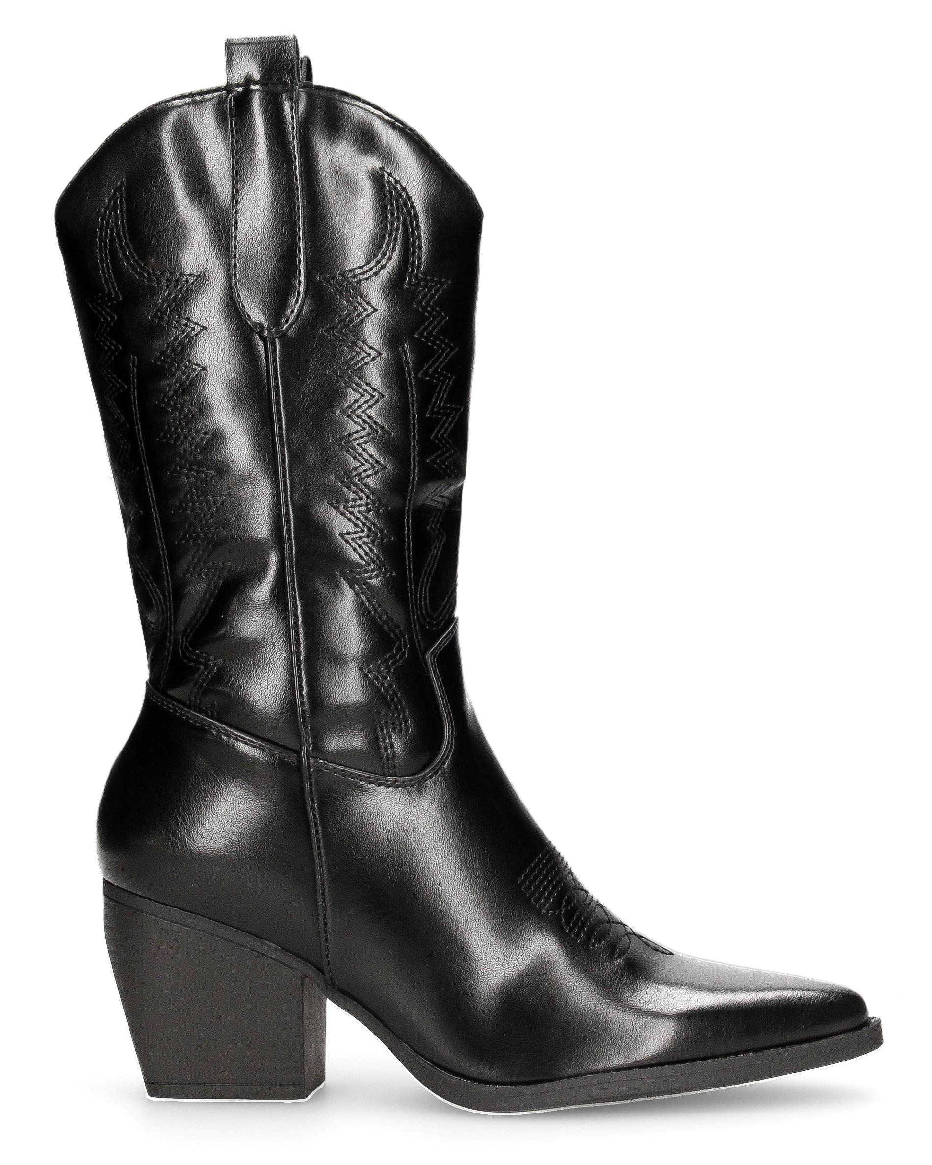 FIONA - black glossy Western boots with zip closure