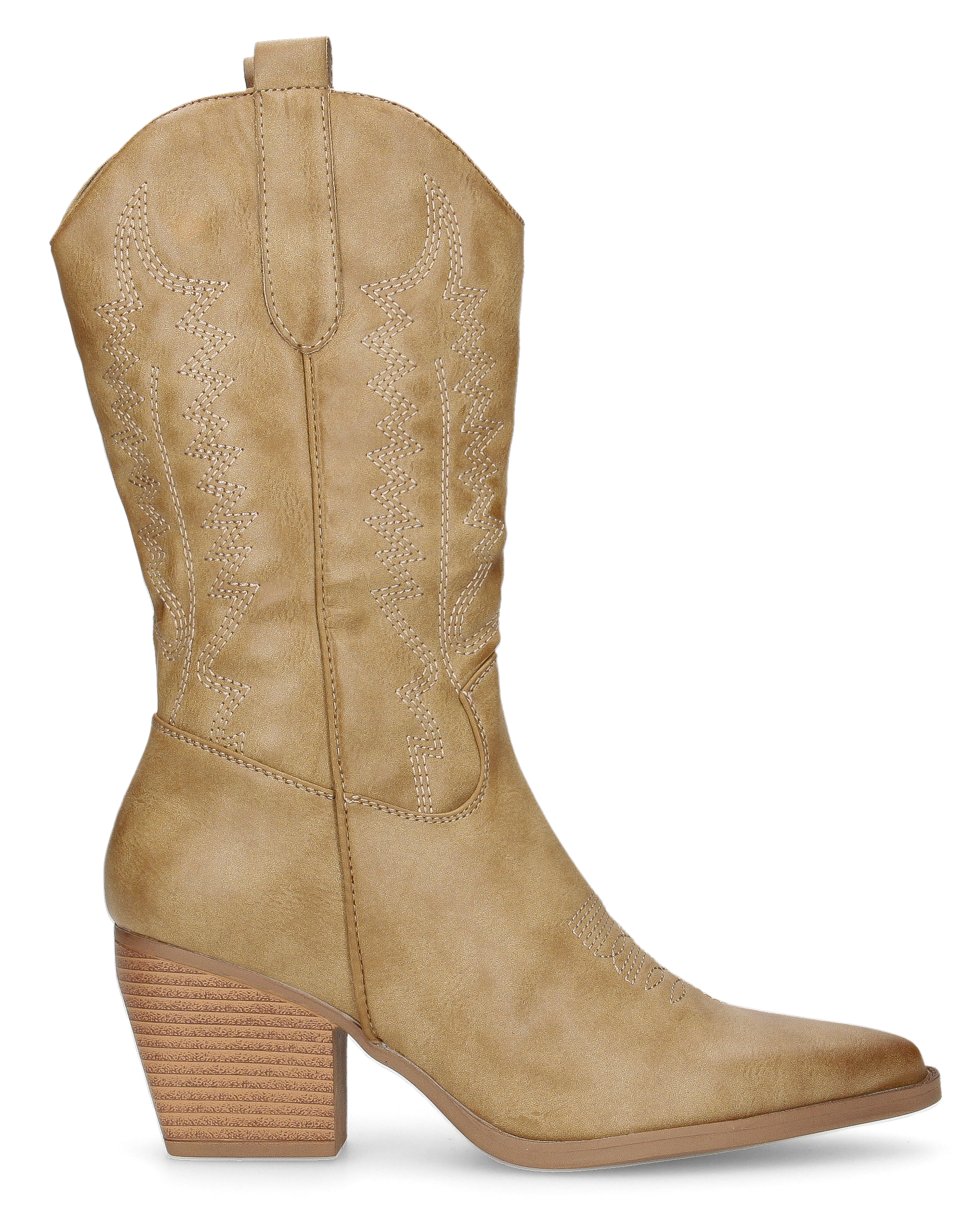 FIONA - khaki glossy Western boots with zip closure